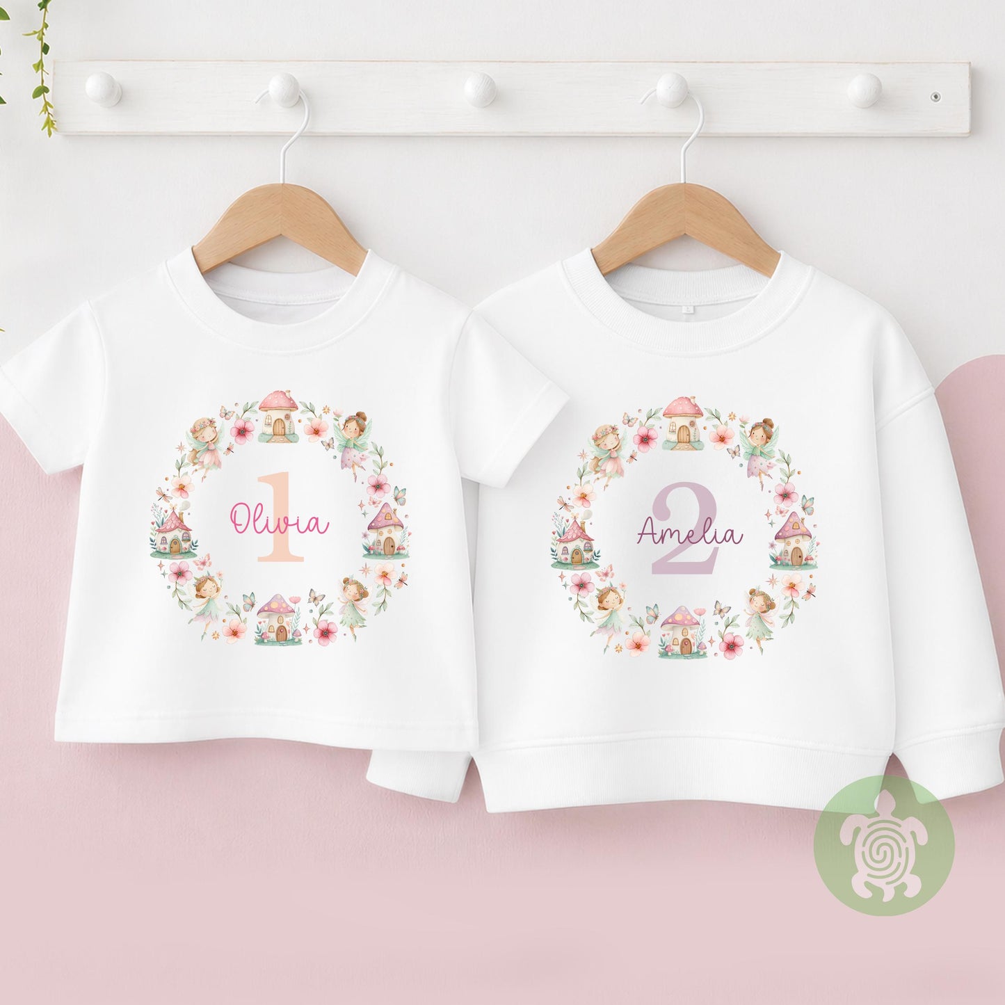 Personalised Fairy Birthday T-shirt | Custom Fairy Name Sweatshirt | Personalised Baby Vest, Sleepsuit & Bib | Floral Number Girls Gift
