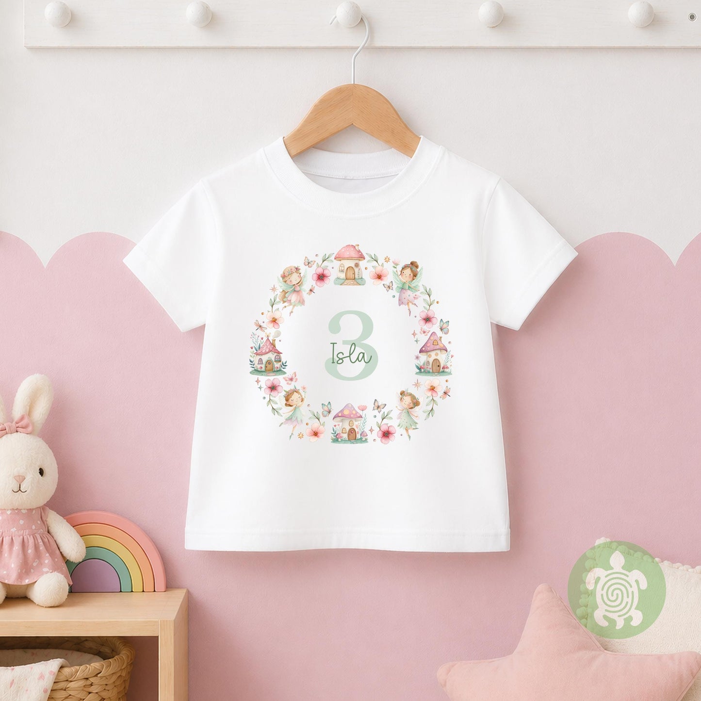 Personalised Fairy Birthday T-shirt | Custom Fairy Name Sweatshirt | Personalised Baby Vest, Sleepsuit & Bib | Floral Number Girls Gift