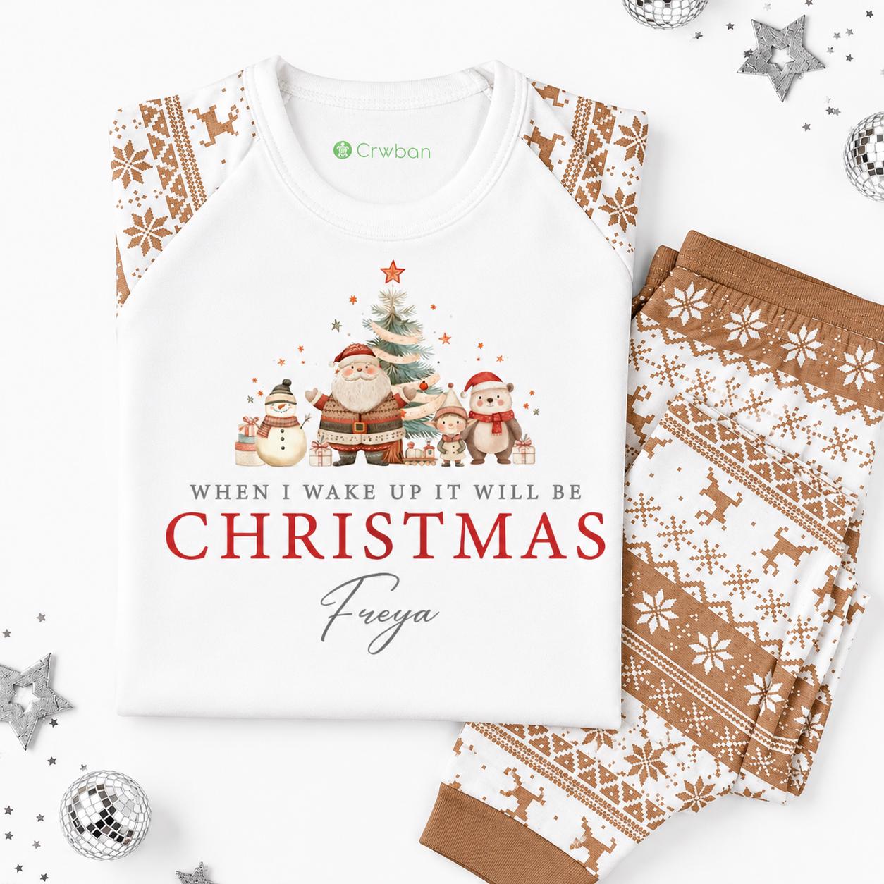 Luxury Red Cosy Christmas Santa Christmas Outfit, Festive Pattern, Personalised Clothing Set, Tight-fitting style, Christmas Eve Box