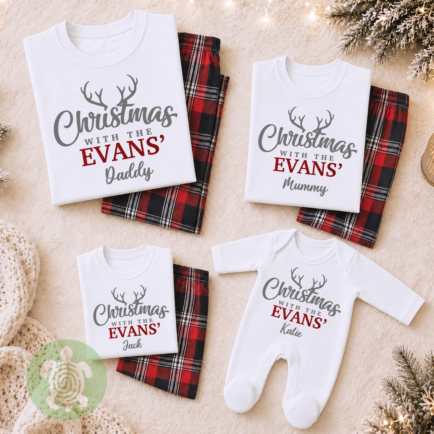Luxury Christmas With The Matching Adults Christmas Outfit, Red Tartan Festive Pattern, Personalised Clothing Set, Tight-fitting style