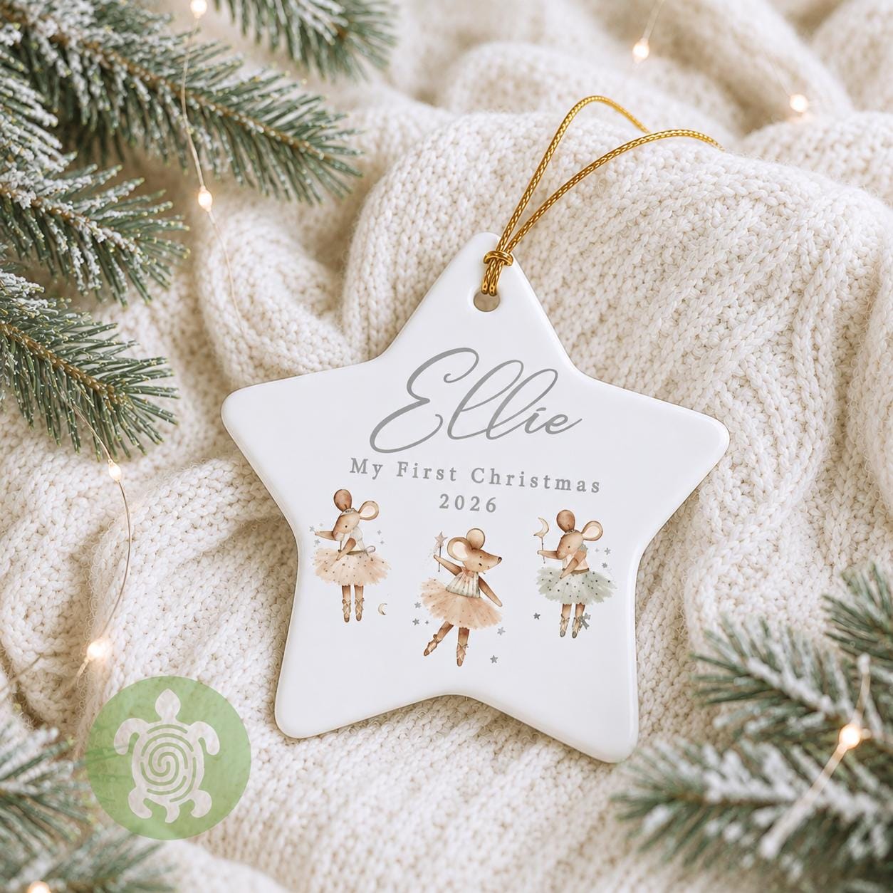Personalised Sparkle Mouse Merry Christmas Ornament | Ceramic Bauble | Custom Newborn Gift | 1st Xmas Tree Decoration | First Keepsake2025