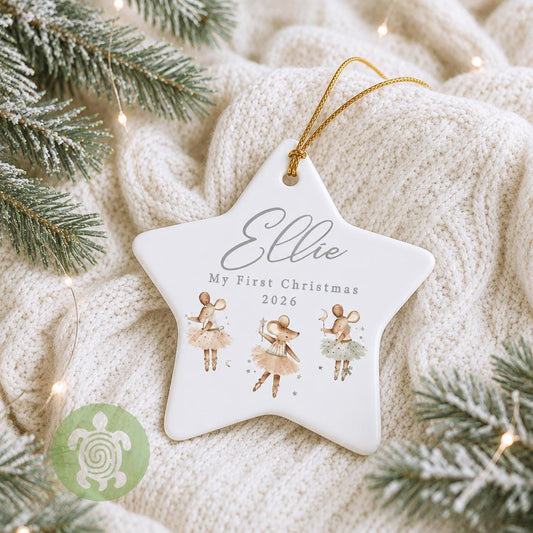 Personalised Sparkle Mouse Merry Christmas Ornament | Ceramic Bauble | Custom Newborn Gift | 1st Xmas Tree Decoration | First Keepsake2025