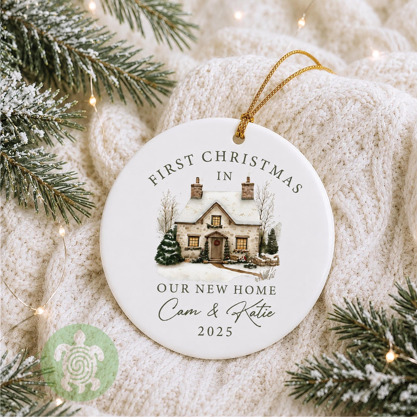Personalised First Christmas At New Home Rustic House Bauble | Ceramic Decoration | Couple Christmas | First Christmas New Home | Xmas Tree