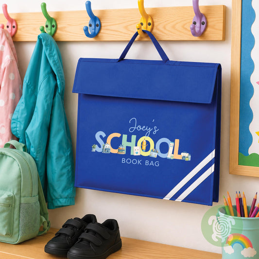 Personalised A4 Clear Handle Folder, Waterproof School Book Bag, Library Bag for Kids, Custom Homework Folder, Back to School