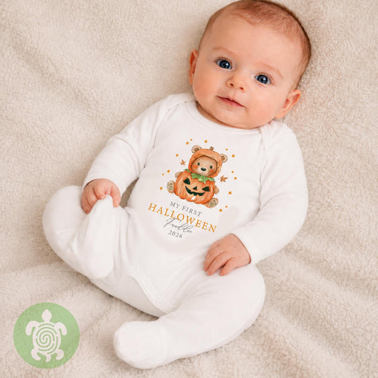 Personalised My 1st Halloween Pumpkin Teddy, Baby Halloween, First Halloween Baby vest, Halloween Outfit, Halloween Costume, Baby 1st outfit