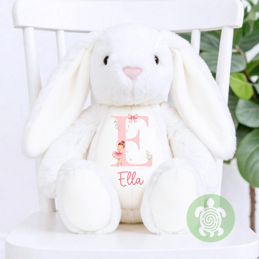 Personalised Ballerina Bunny Plush | Custom Name Bunny | Initial Rabbit | Baby Shower Gift | Christening Gift | Baby Keepsake | Soft Toy