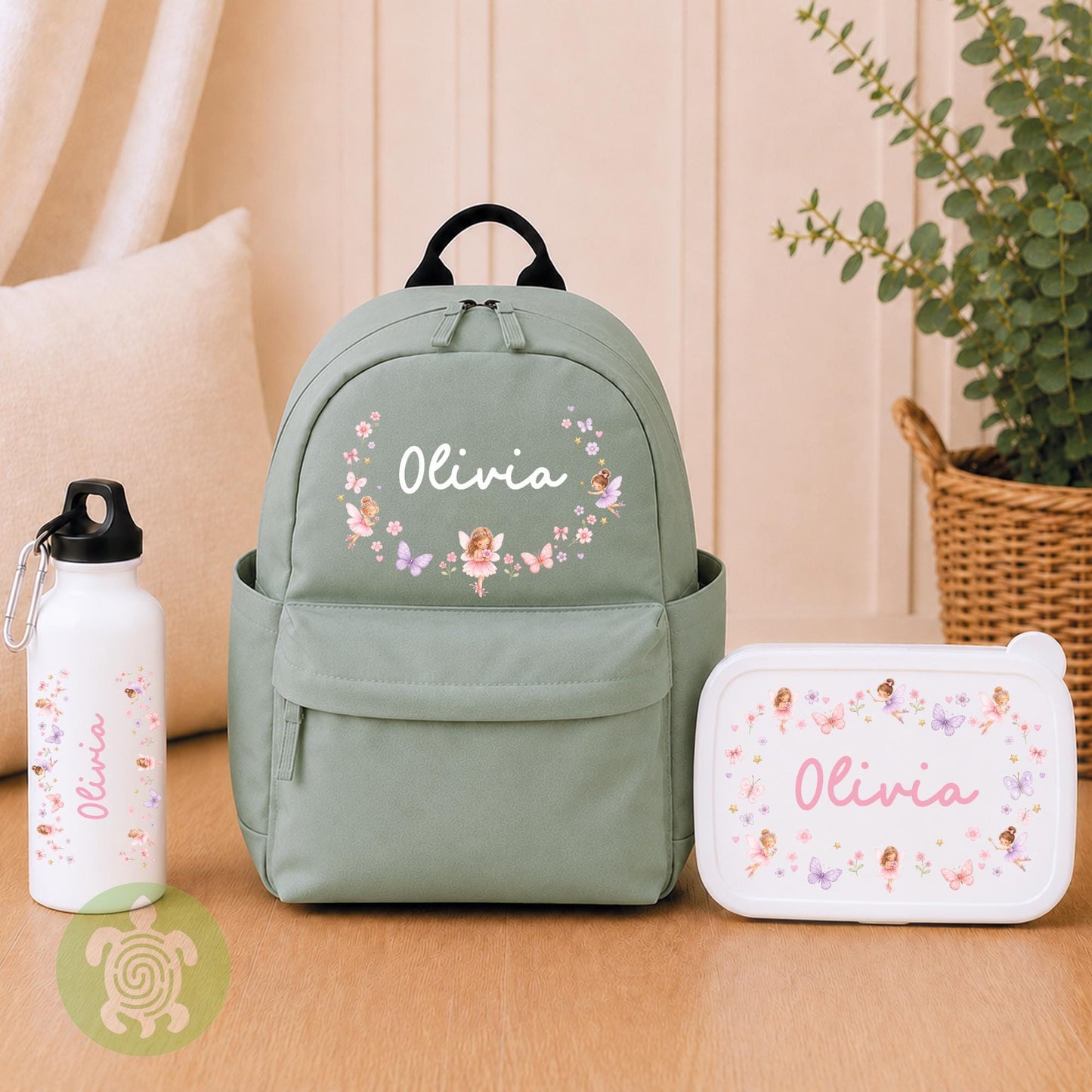 Personalised Girly themed Rucksack, Snack Box & Water Bottle Set, Back to School, Girls Lunch Box, Kids Water Bottles, Children's Bag