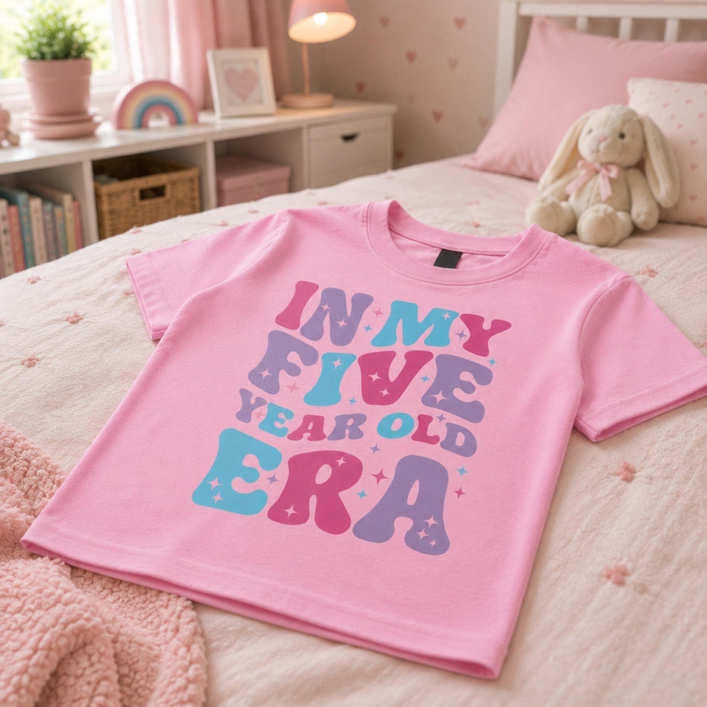 Pink Stars In My Year Old Era Any Age T-shirt, Personalised Birthday Design