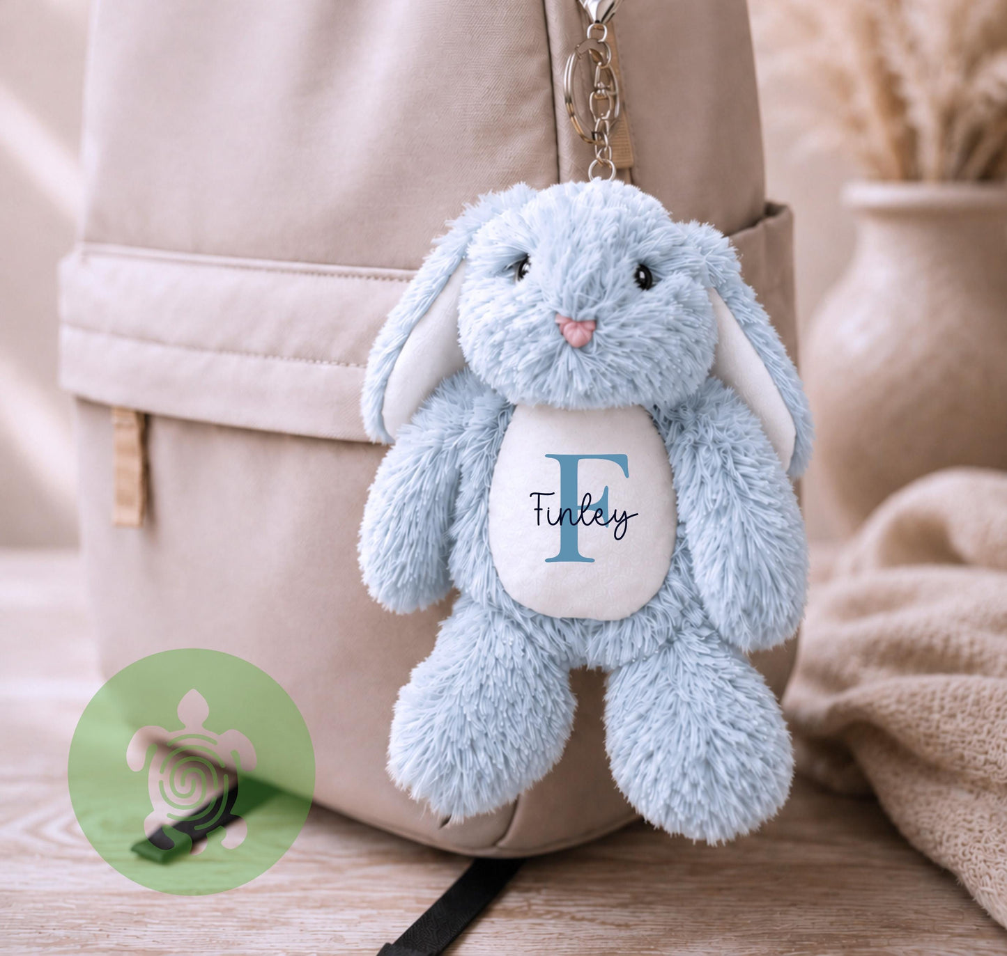 Personalised Bunny Keyring | Custom Plush Rabbit Bag Charm | Personalised Backpack Accessory | Nursery School Bag Charm | Baby Shower Gift