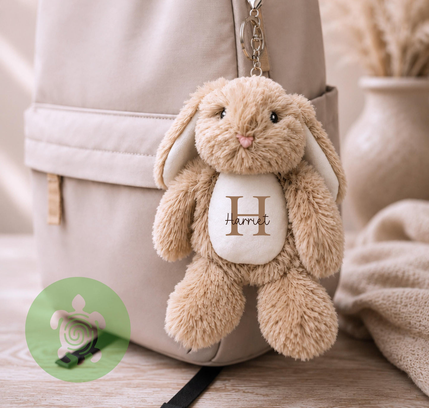 Personalised Bunny Keyring | Custom Plush Rabbit Bag Charm | Personalised Backpack Accessory | Nursery School Bag Charm | Baby Shower Gift