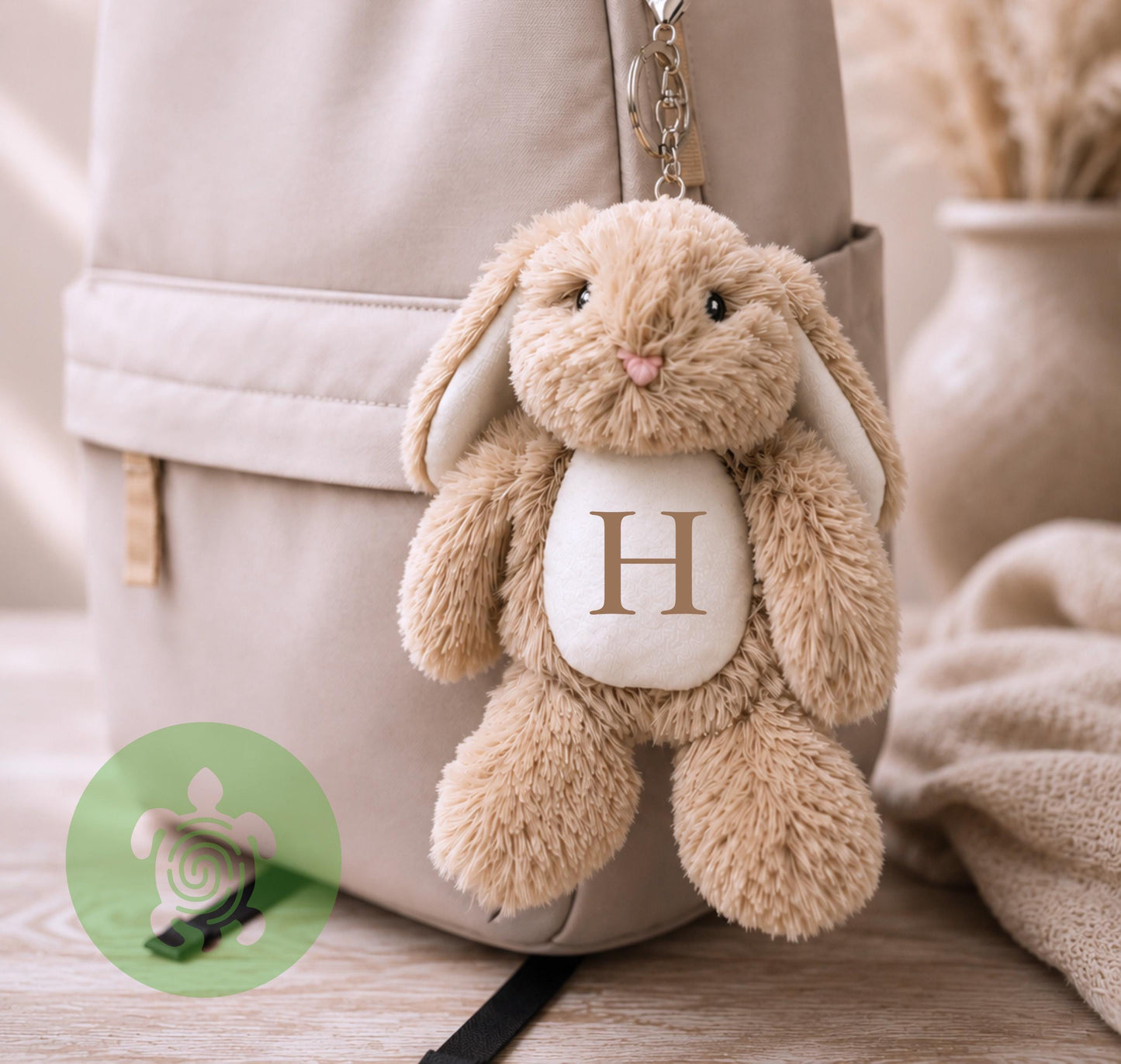 Personalised Bunny Keyring | Custom Plush Rabbit Bag Charm | Personalised Backpack Accessory | Nursery School Bag Charm | Baby Shower Gift