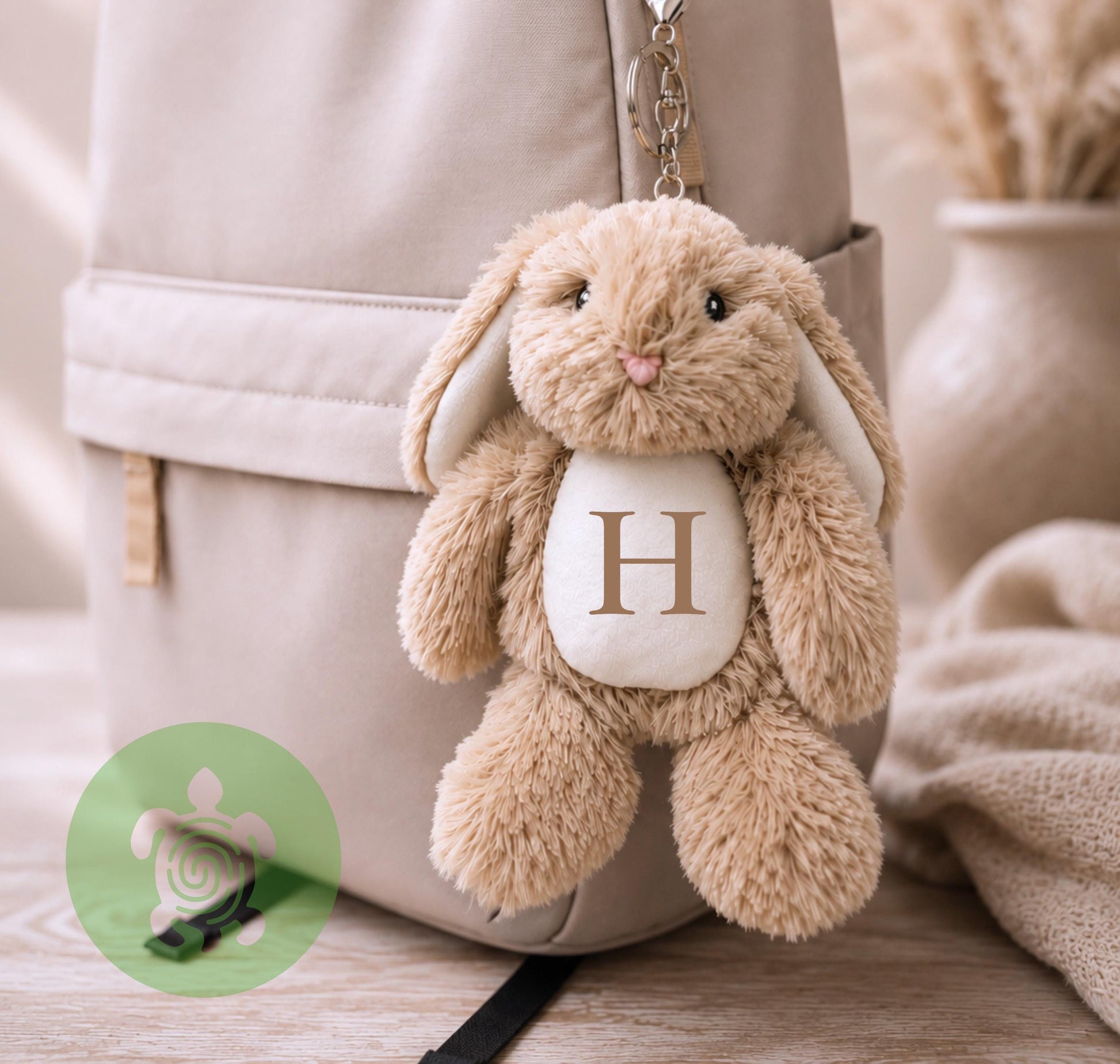 Personalised Bunny Keyring | Custom Plush Rabbit Bag Charm | Personalised Backpack Accessory | Nursery School Bag Charm | Baby Shower Gift