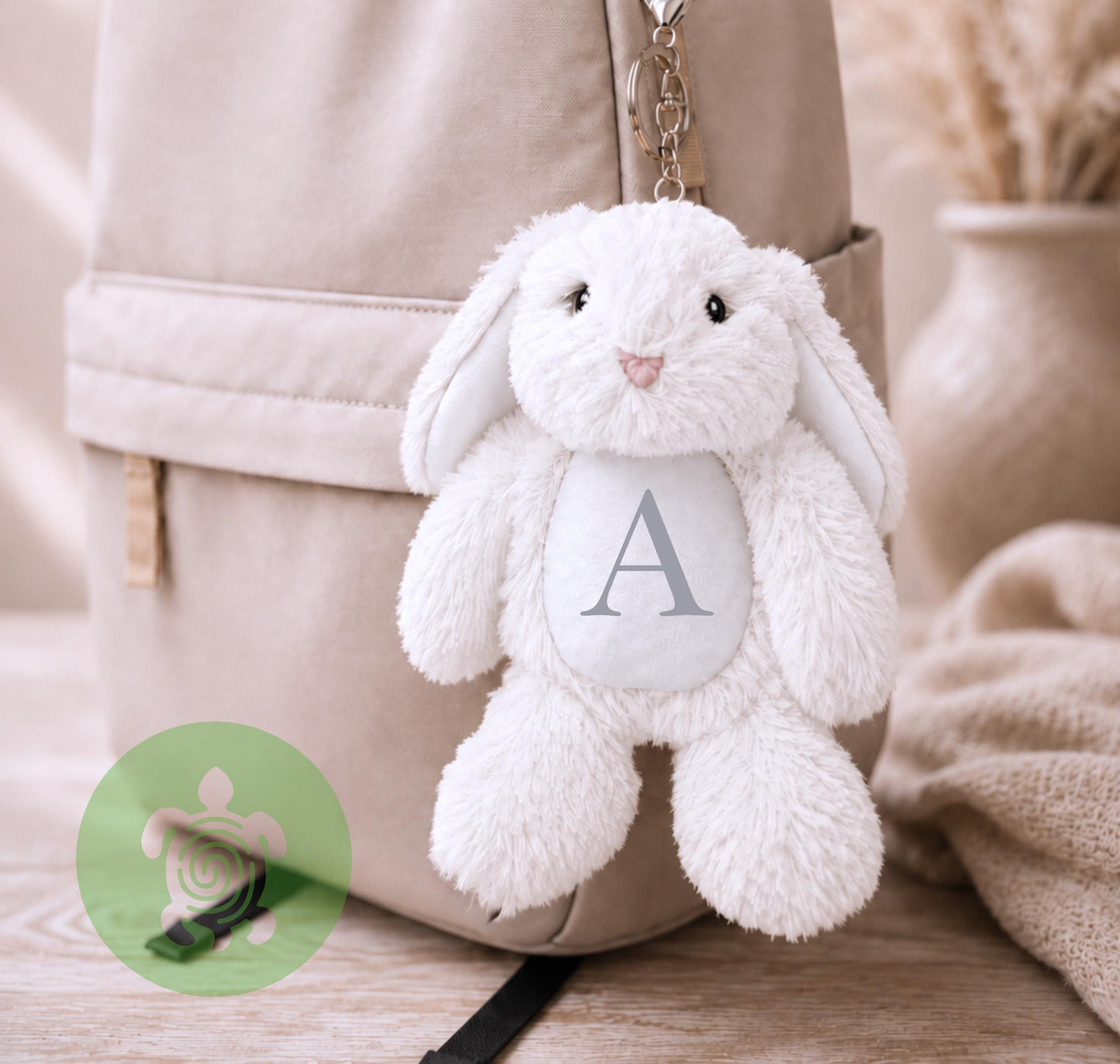Personalised Bunny Keyring | Custom Plush Rabbit Bag Charm | Personalised Backpack Accessory | Nursery School Bag Charm | Baby Shower Gift