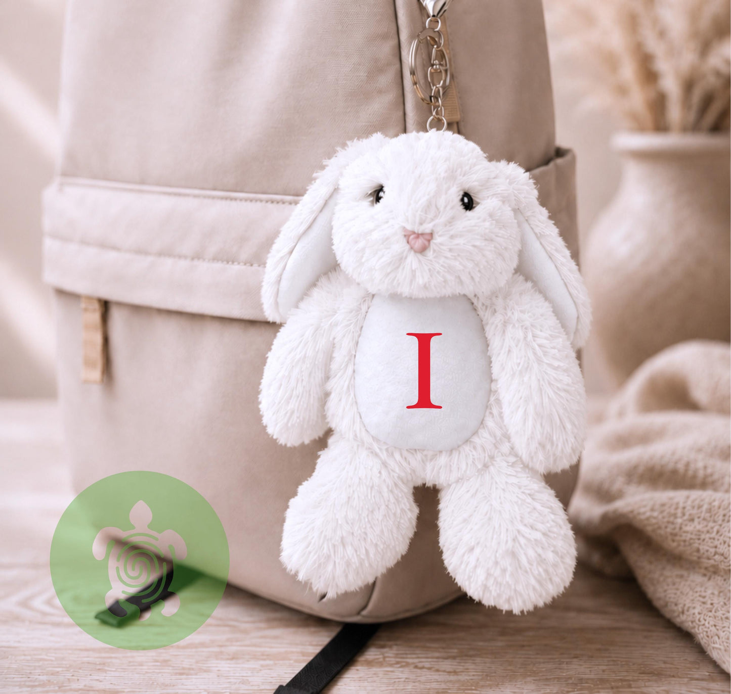 Personalised Bunny Keyring | Custom Plush Rabbit Bag Charm | Personalised Backpack Accessory | Nursery School Bag Charm | Baby Shower Gift