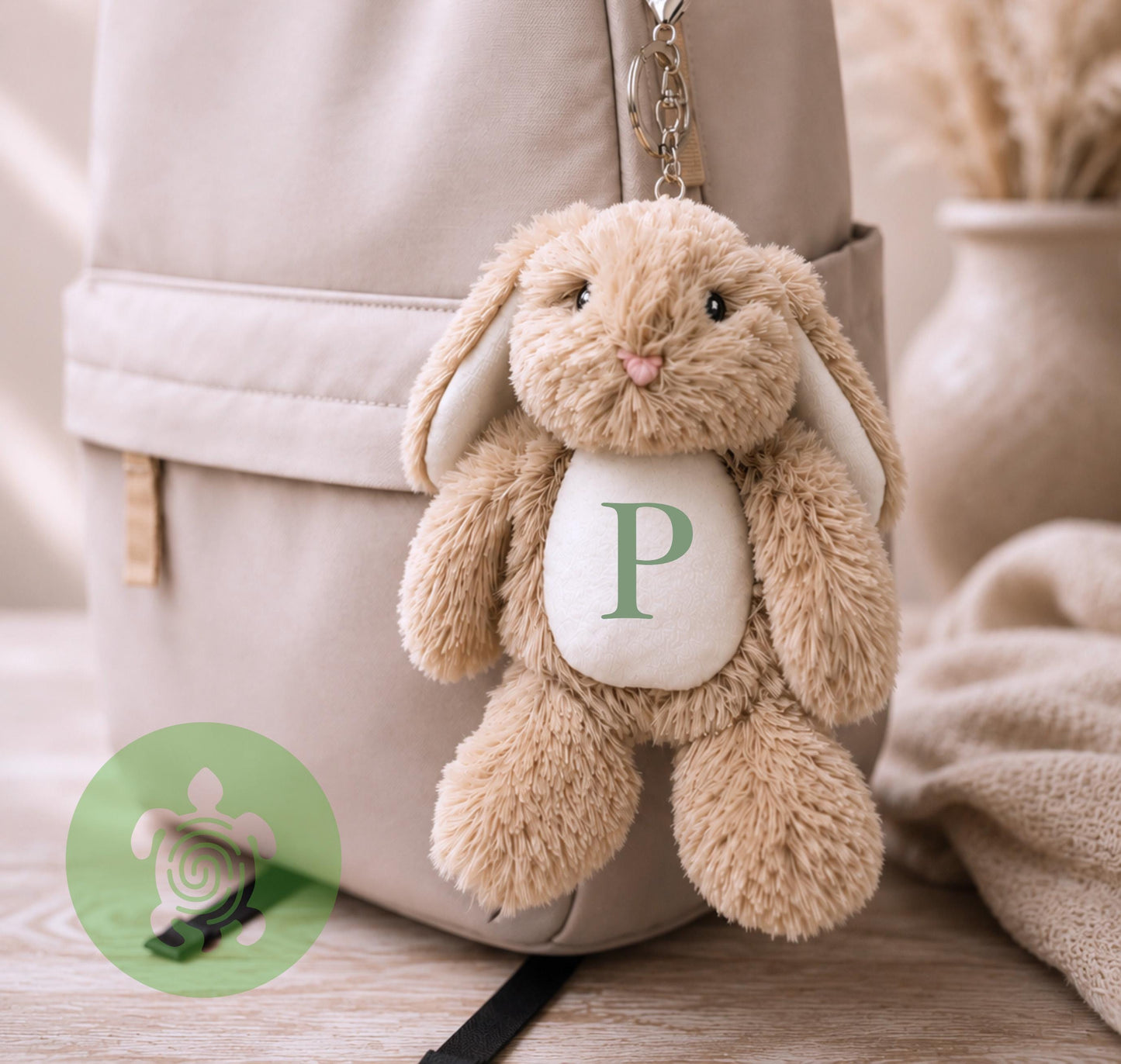 Personalised Bunny Keyring | Custom Plush Rabbit Bag Charm | Personalised Backpack Accessory | Nursery School Bag Charm | Baby Shower Gift