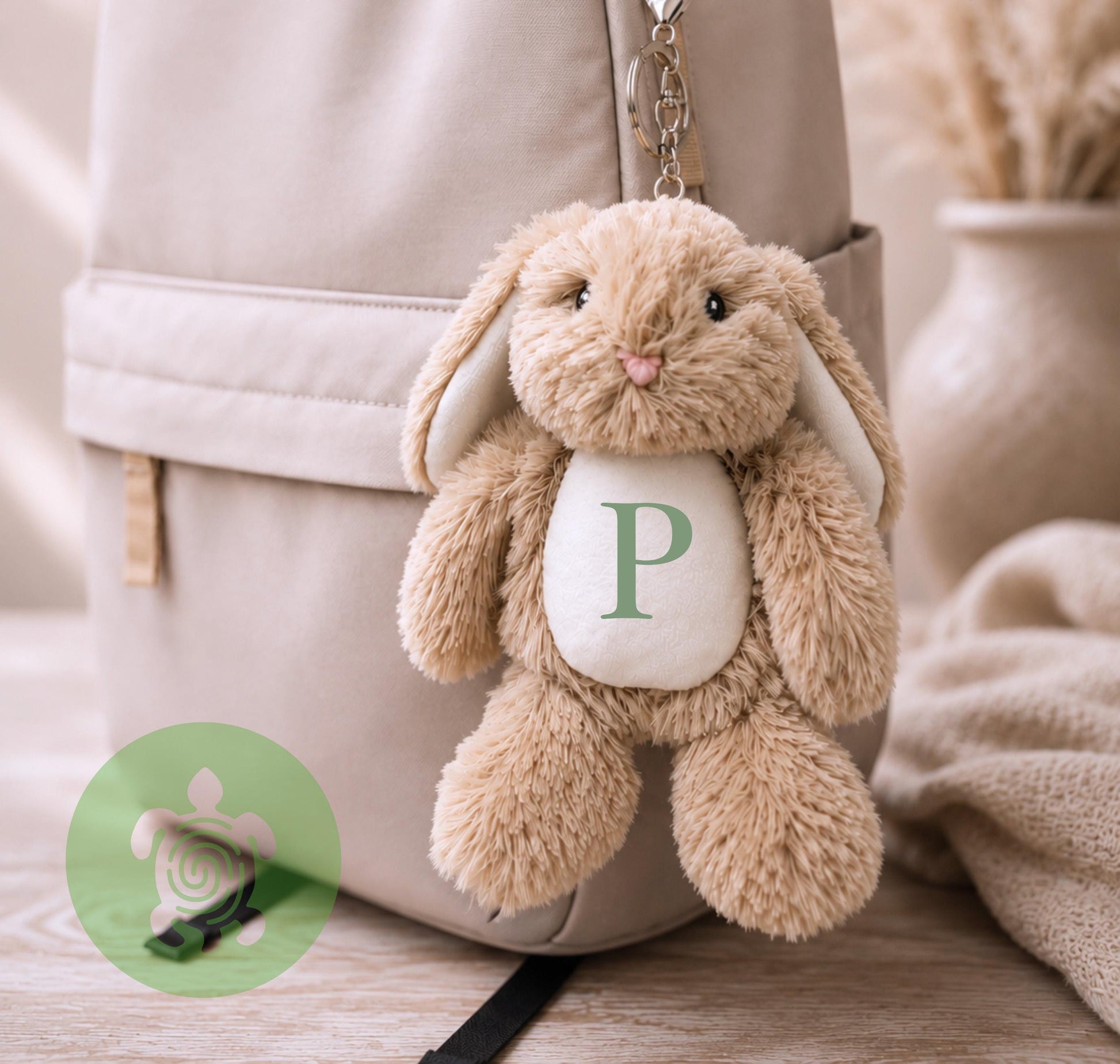 Personalised Bunny Keyring | Custom Plush Rabbit Bag Charm | Personalised Backpack Accessory | Nursery School Bag Charm | Baby Shower Gift