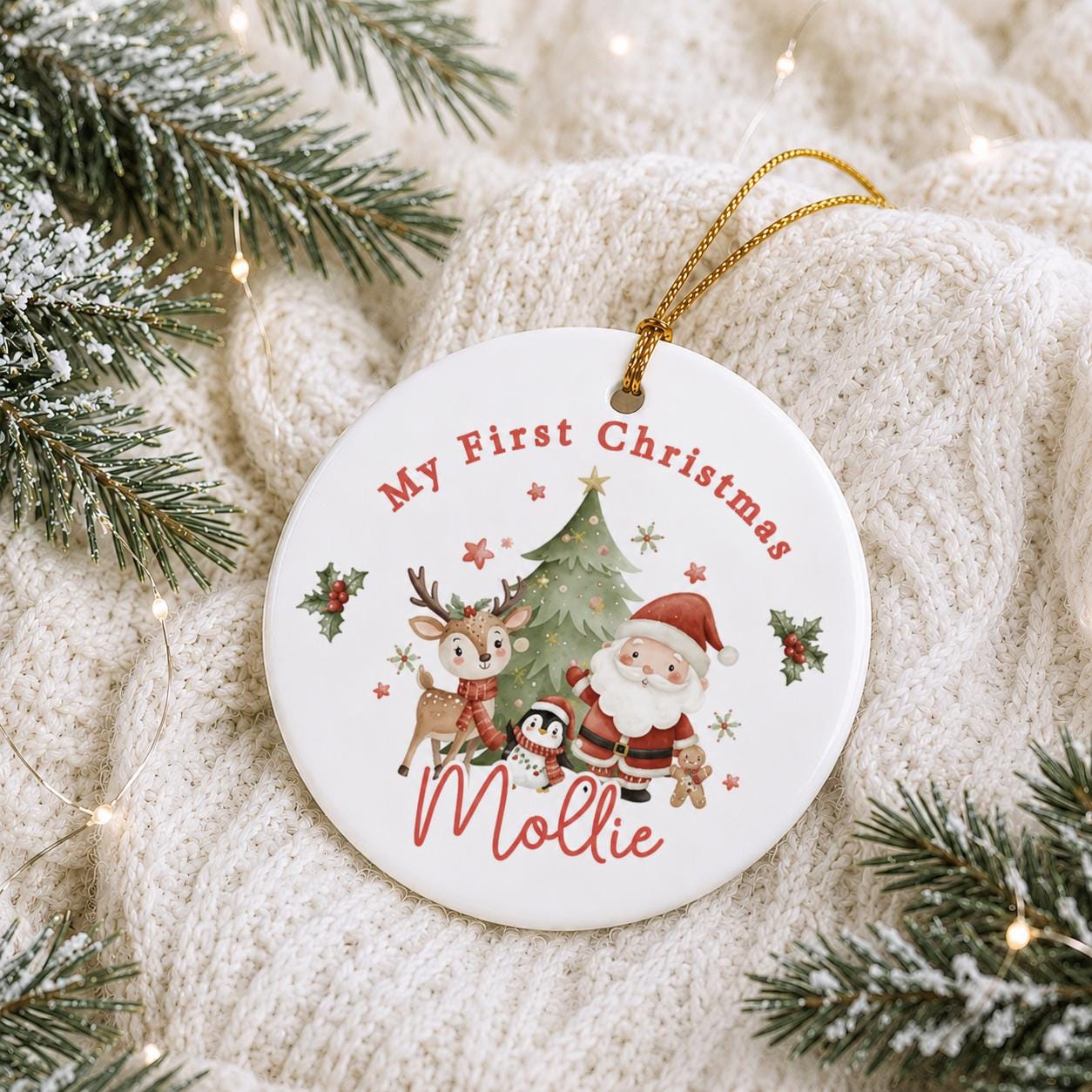 Personalised Children's First Christmas Ornament | Ceramic Bauble | Custom Newborn Gift | 1st Xmas Tree Decoration | Keepsake 2025 |
