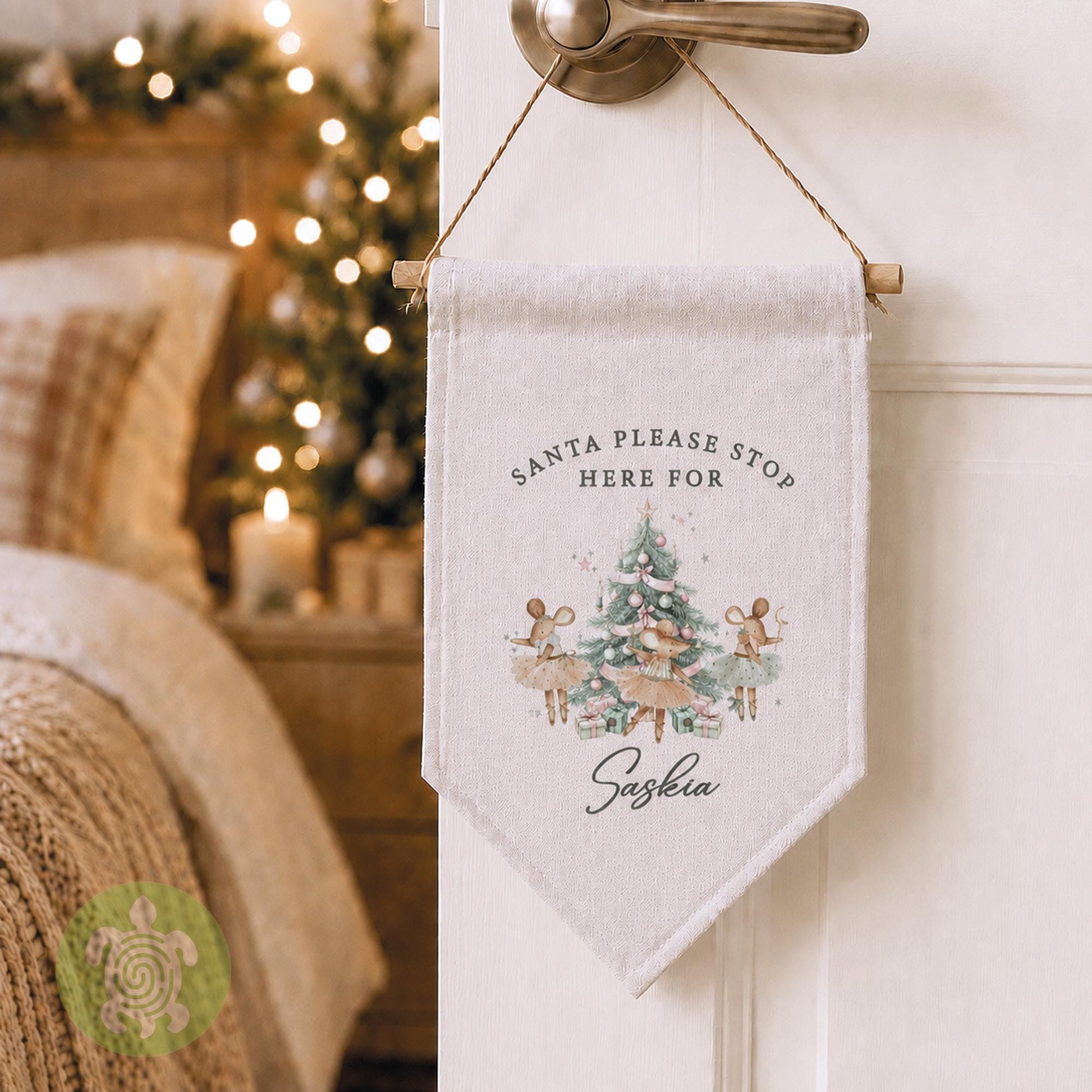 Personalised Children's Sparkle Mouse Festive Flag, Christmas Decorations, Family Christmas Gifts, First Christmas, Personalised Stockings
