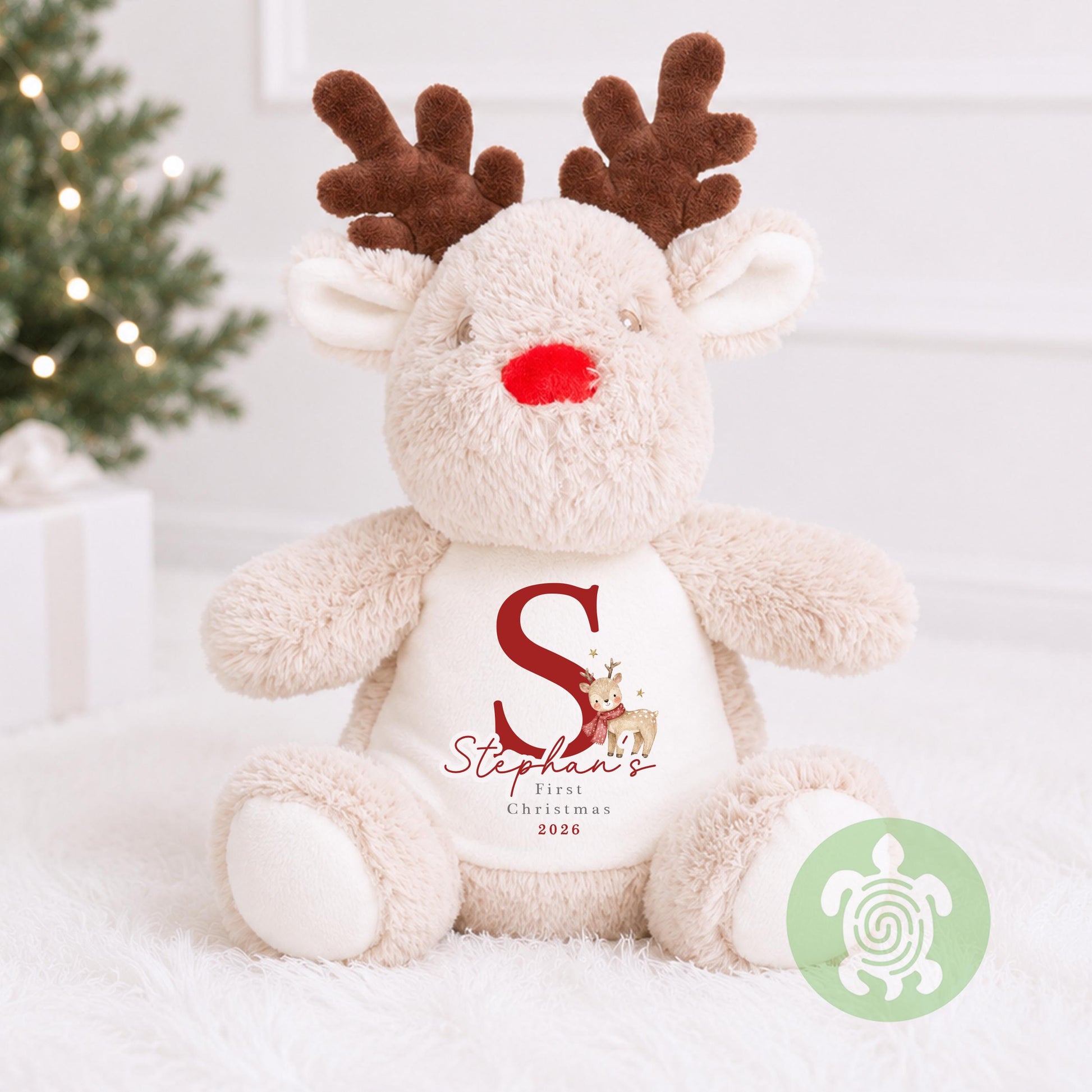 Personalised My First Christmas Wreath, When I wake up it will be Christmas, 1st Christmas Sleepsuit, Babies 1st Xmas, Reindeer Teddy Gift