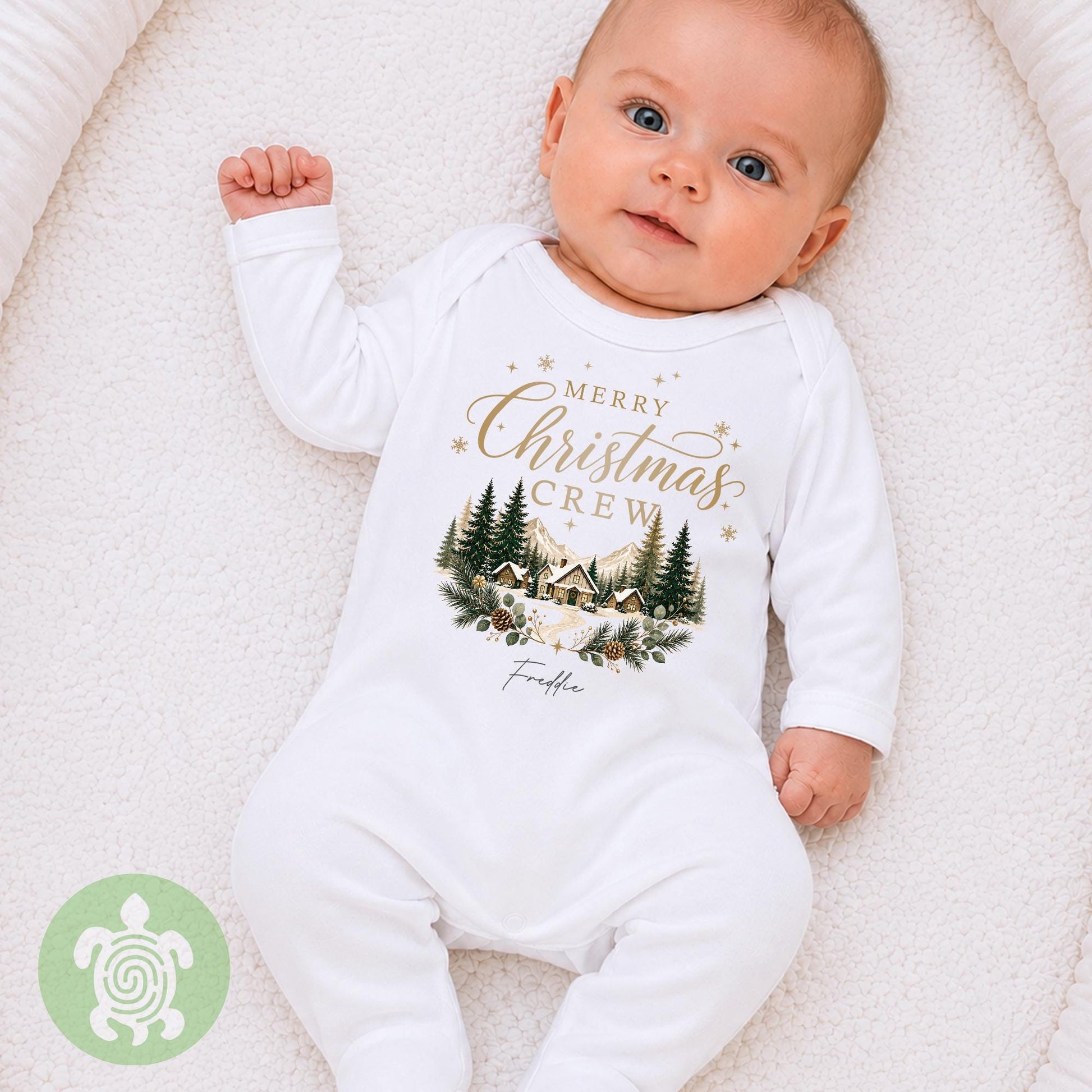 Luxury Merry Christmas Crew Adults Family Christmas Outfit, Natural Festive Pattern, Personalised Clothing Set, Tight-fitting style