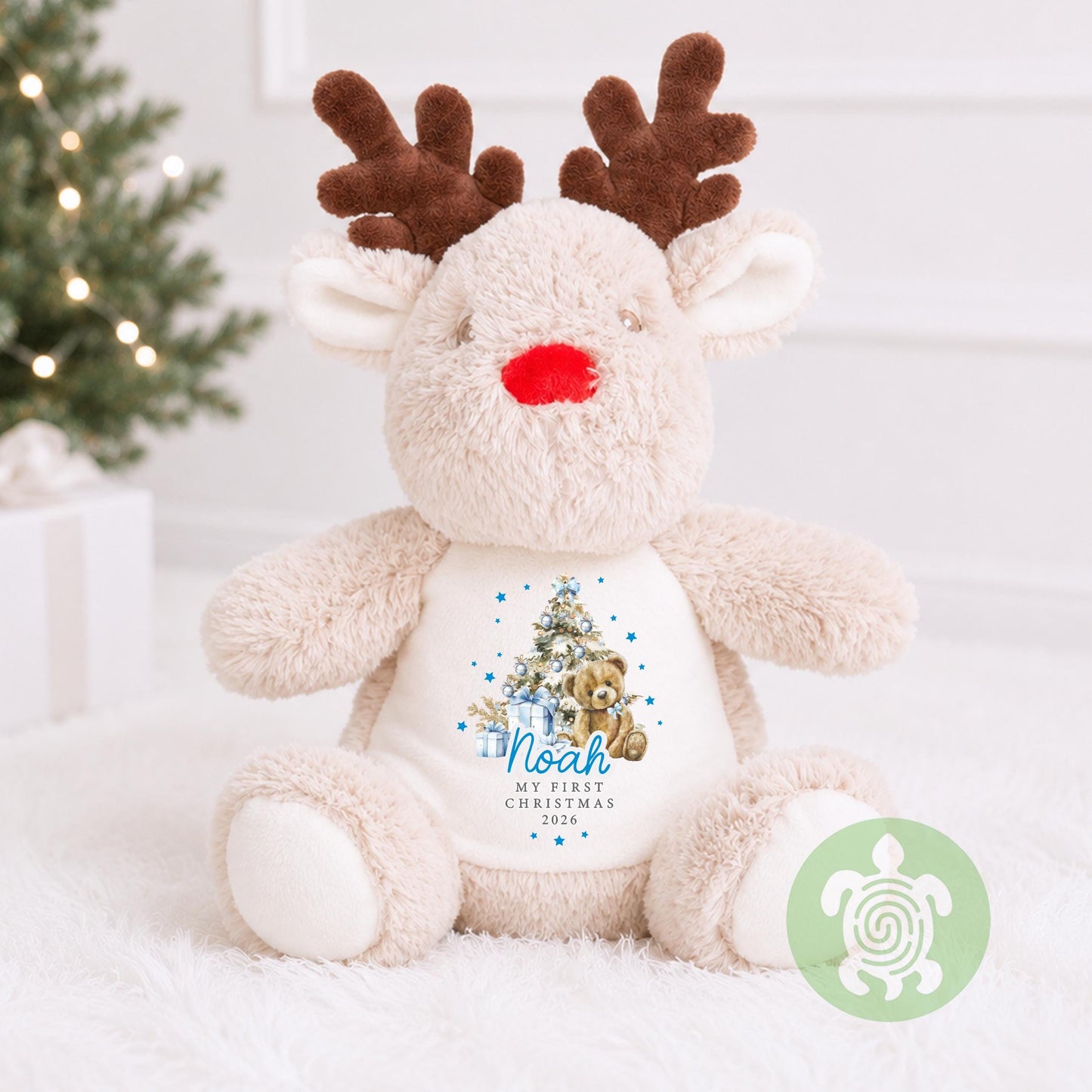Personalised Blue Christmas Teddy, Babies Christmas Toy, 1st Christmas, Christmas Plush, Christmas Teddy, Christmas Gift, New Baby Gift