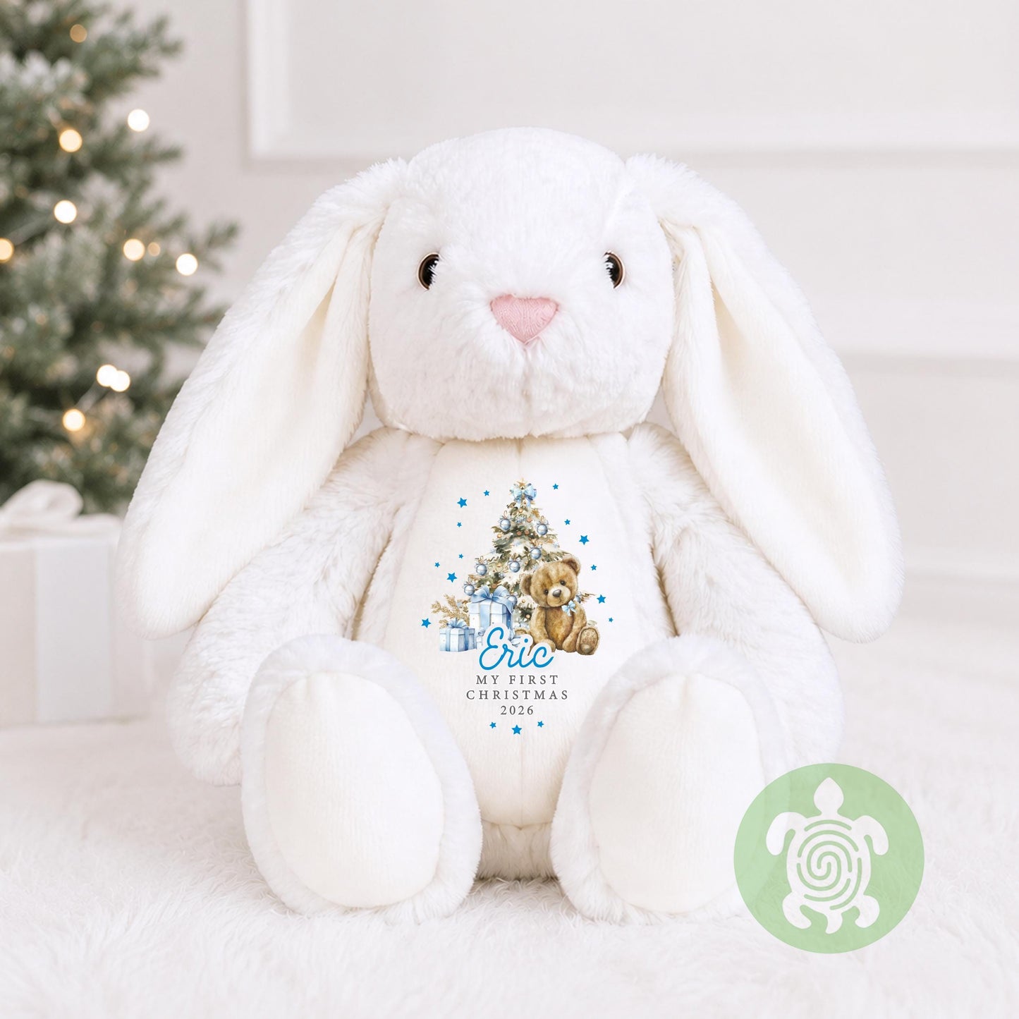 Personalised Blue Christmas Teddy, Babies Christmas Toy, 1st Christmas, Christmas Plush, Christmas Teddy, Christmas Gift, New Baby Gift