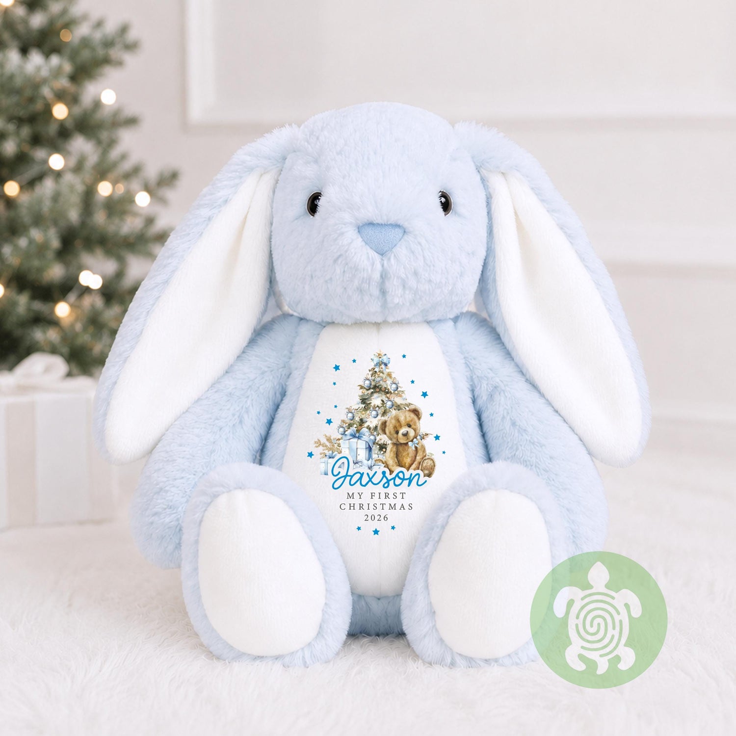 Personalised Blue Christmas Teddy, Babies Christmas Toy, 1st Christmas, Christmas Plush, Christmas Teddy, Christmas Gift, New Baby Gift