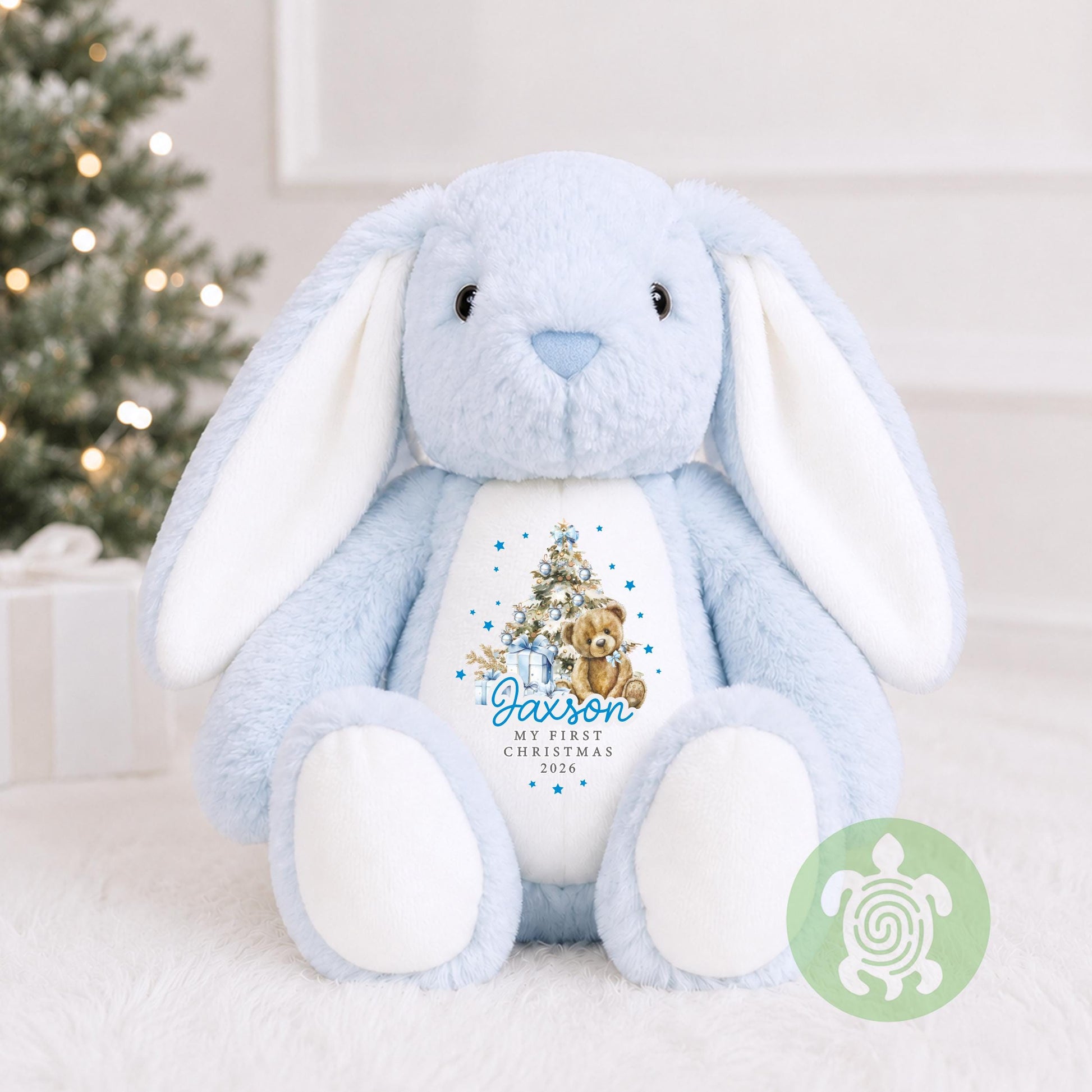 Personalised Blue Christmas Teddy, Babies Christmas Toy, 1st Christmas, Christmas Plush, Christmas Teddy, Christmas Gift, New Baby Gift