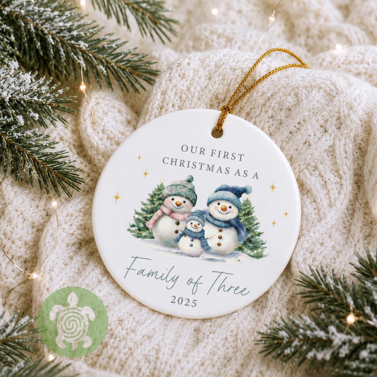 Snowman First Christmas as a Family Ornament | Ceramic Bauble | New Baby Bauble | 1st Xmas Tree Decoration | Keepsake 2025 | Family Xmas
