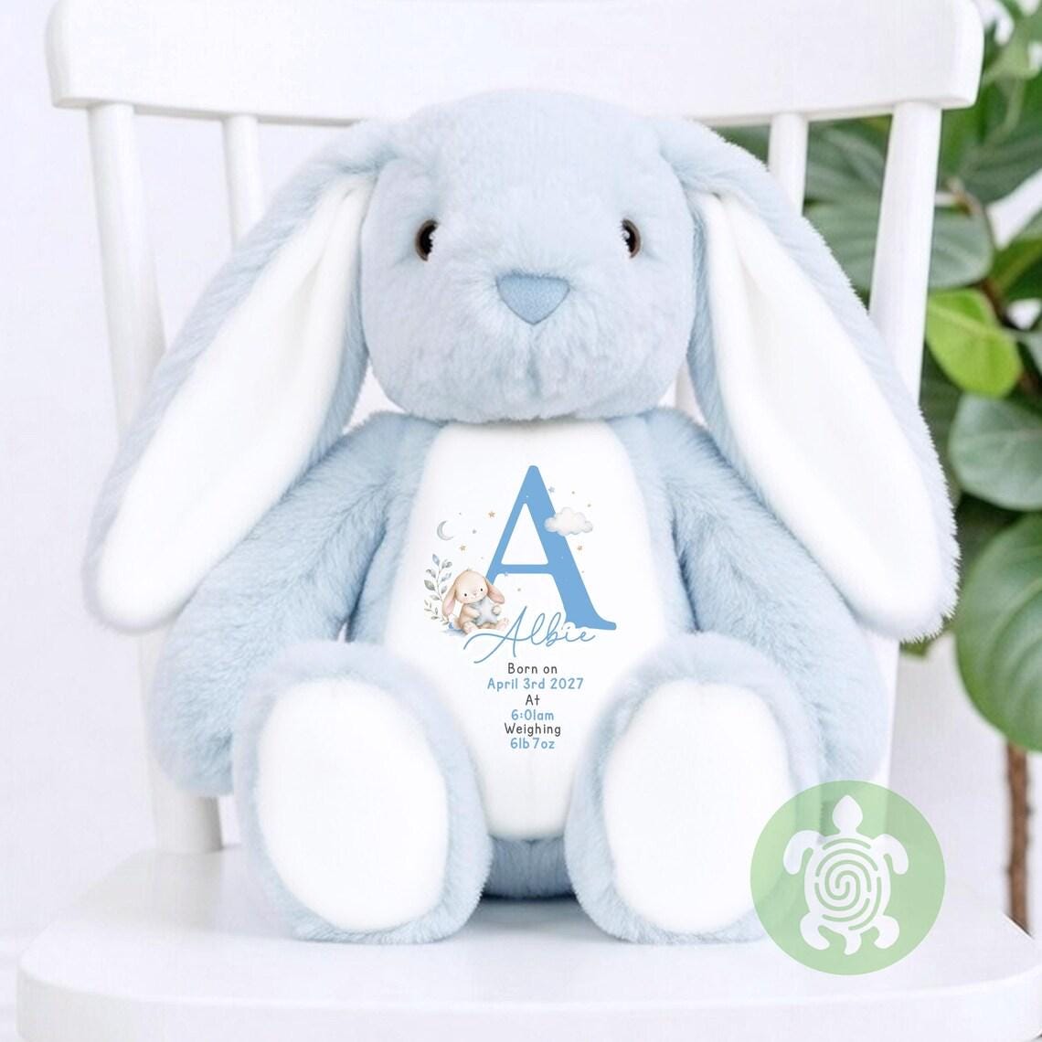Personalised Bunny Clouds Baby Boy Gift Set, Personalised Baby Sleepsuit, Gifts for newborn, Hello world outfit, Baby Boy name announcement