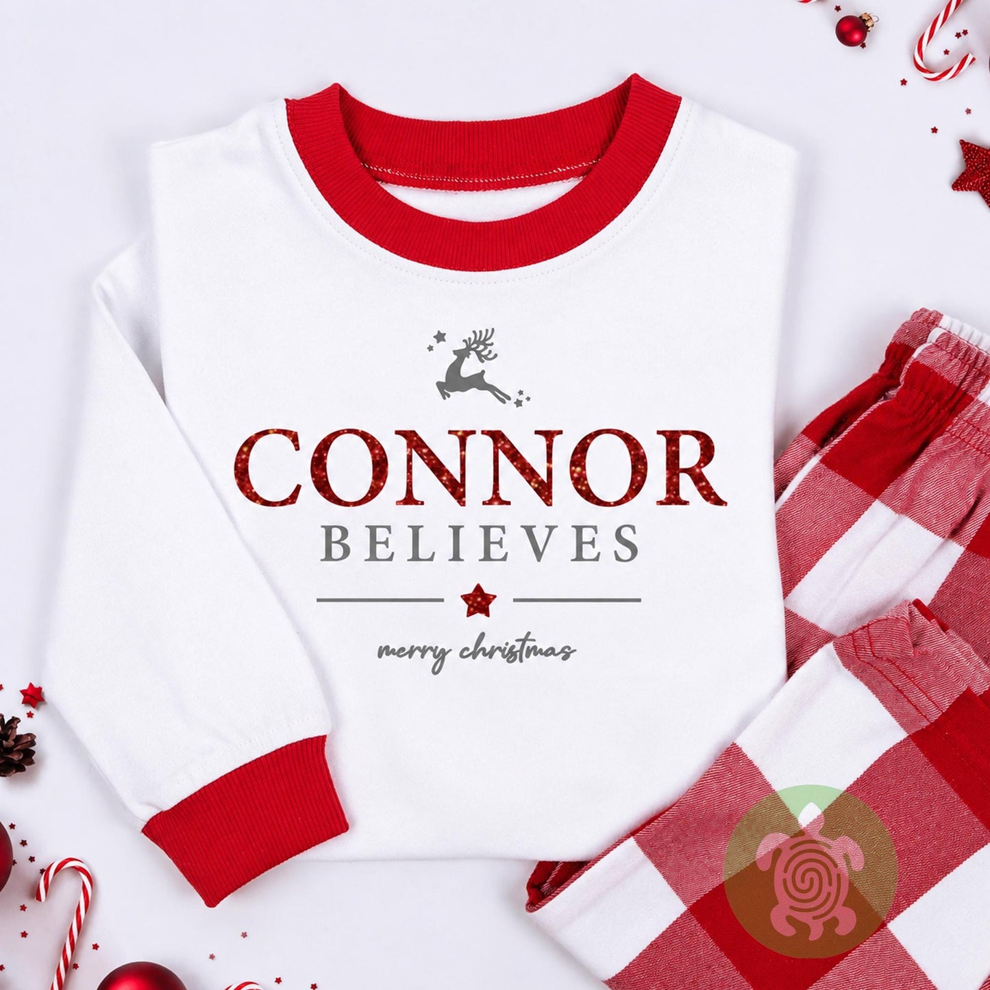 Luxury Believe Christmas Outfit, Festive Pattern, Personalised Clothing Set, Baby first Xmas, Tight-fitting style, Christmas Eve Gift Box