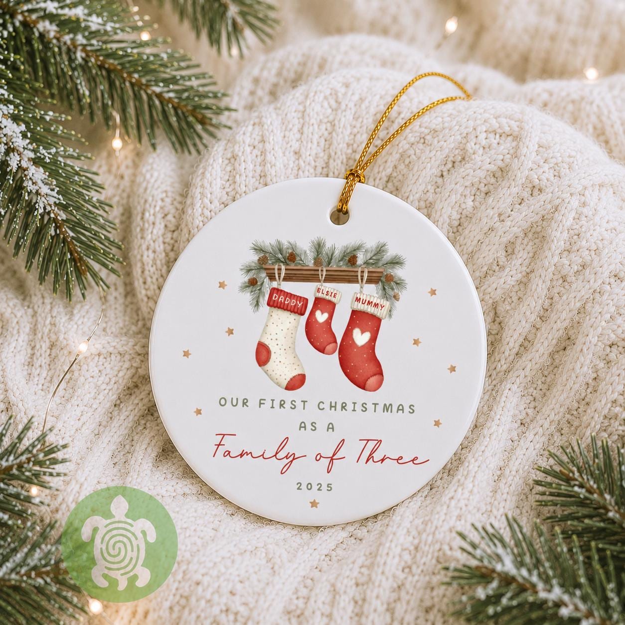 Personalised First Christmas as a Family Ornament, Ceramic Bauble, Baby Bauble, 1st Xmas Decoration, Keepsake 2025, Family Xmas, Stockings