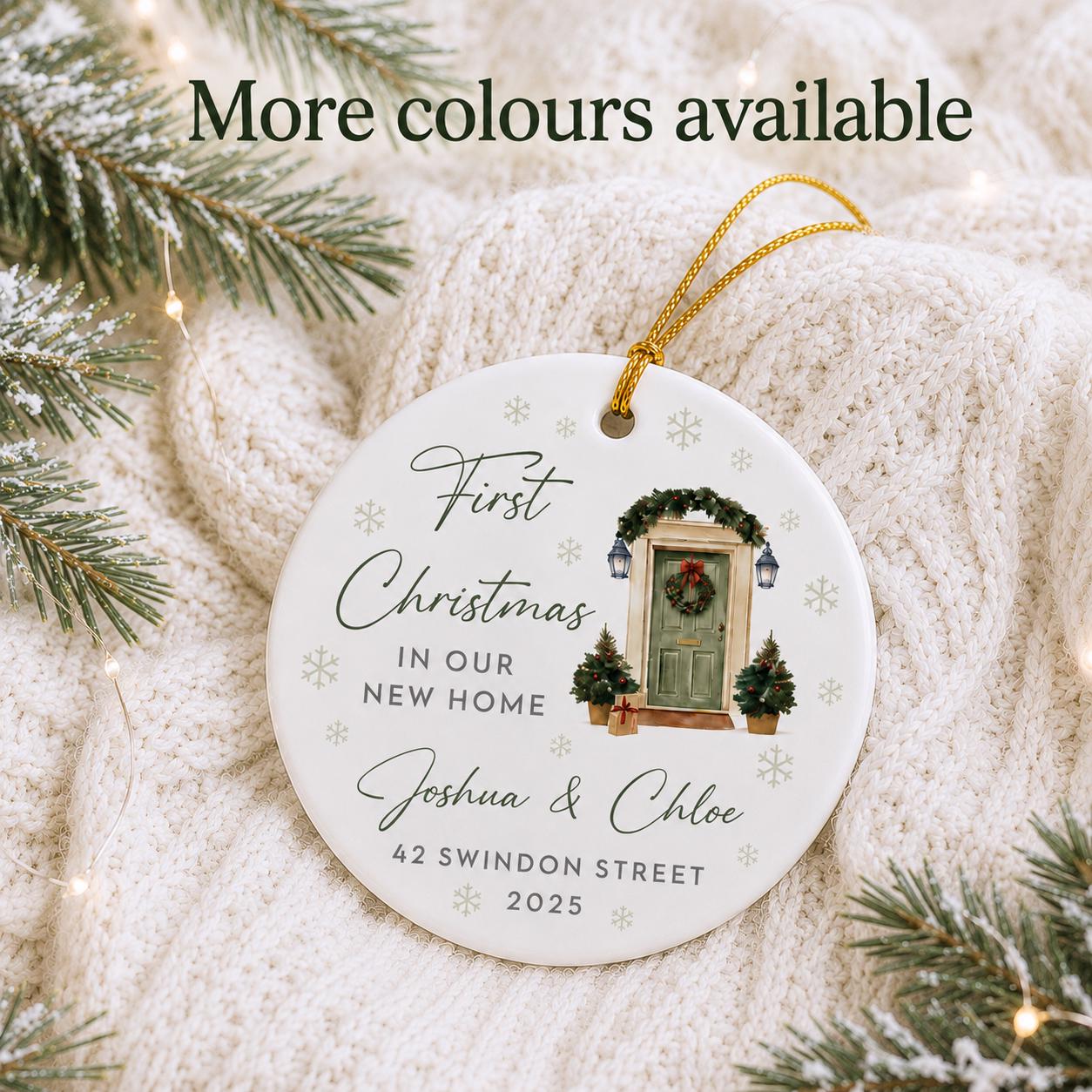 Personalised Colourful Door First Christmas In Our New Home Bauble | Ceramic Decoration | Couple Keepsake | 1st Christmas Home | Xmas Tree