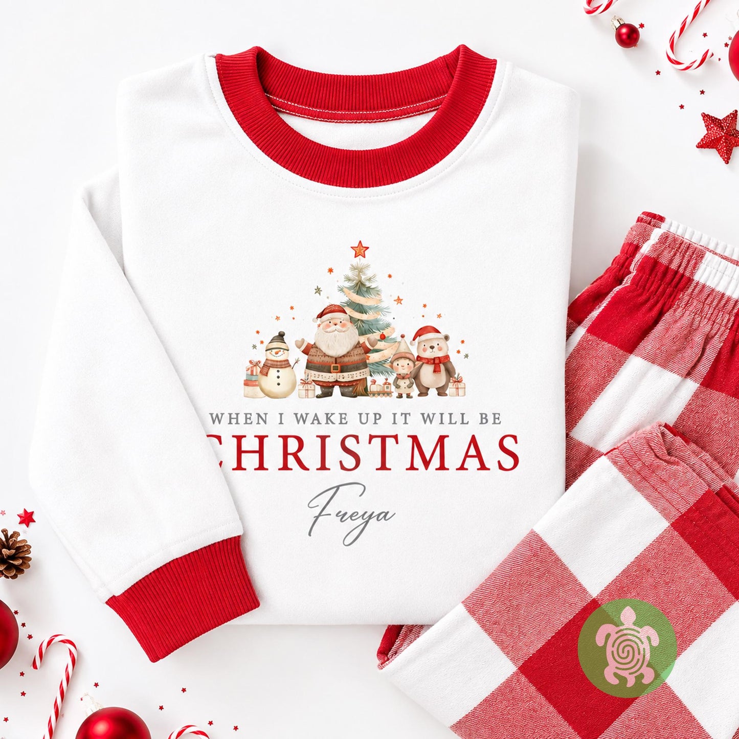 Luxury Red Cosy Christmas Santa Christmas Outfit, Festive Pattern, Personalised Clothing Set, Tight-fitting style, Christmas Eve Box