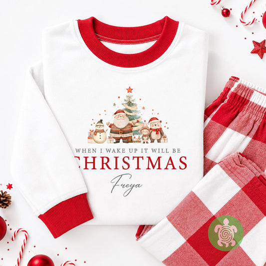 Luxury Red Cosy Christmas Santa Christmas Outfit, Festive Pattern, Personalised Clothing Set, Tight-fitting style, Christmas Eve Box