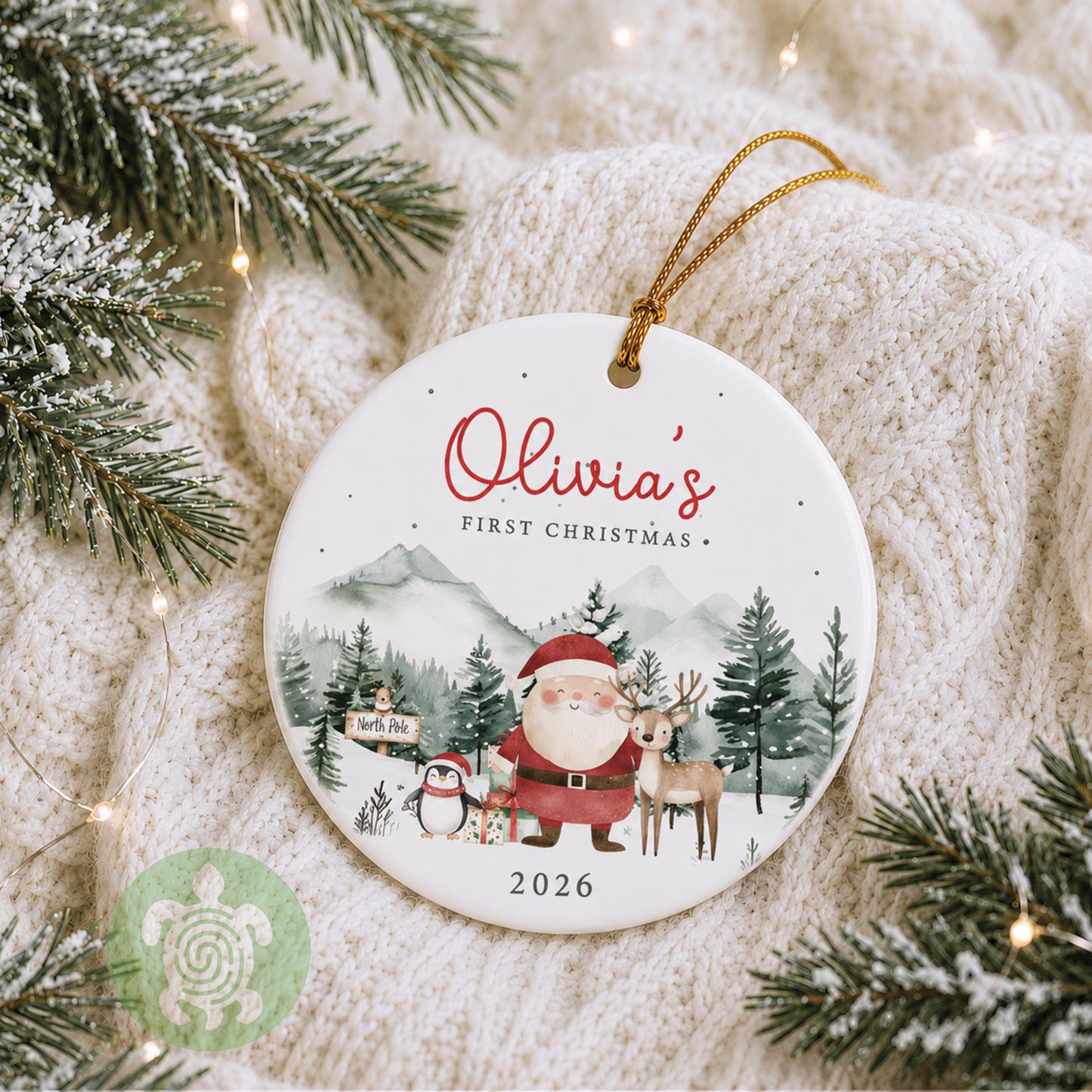 Personalised Baby's First Christmas Ornament | Ceramic Bauble | Custom Newborn Gift | 1st Xmas Tree Decoration | Keepsake 2025 | Rustic