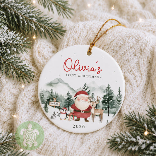 Personalised Baby's First Christmas Ornament | Ceramic Bauble | Custom Newborn Gift | 1st Xmas Tree Decoration | Keepsake 2025 | Rustic