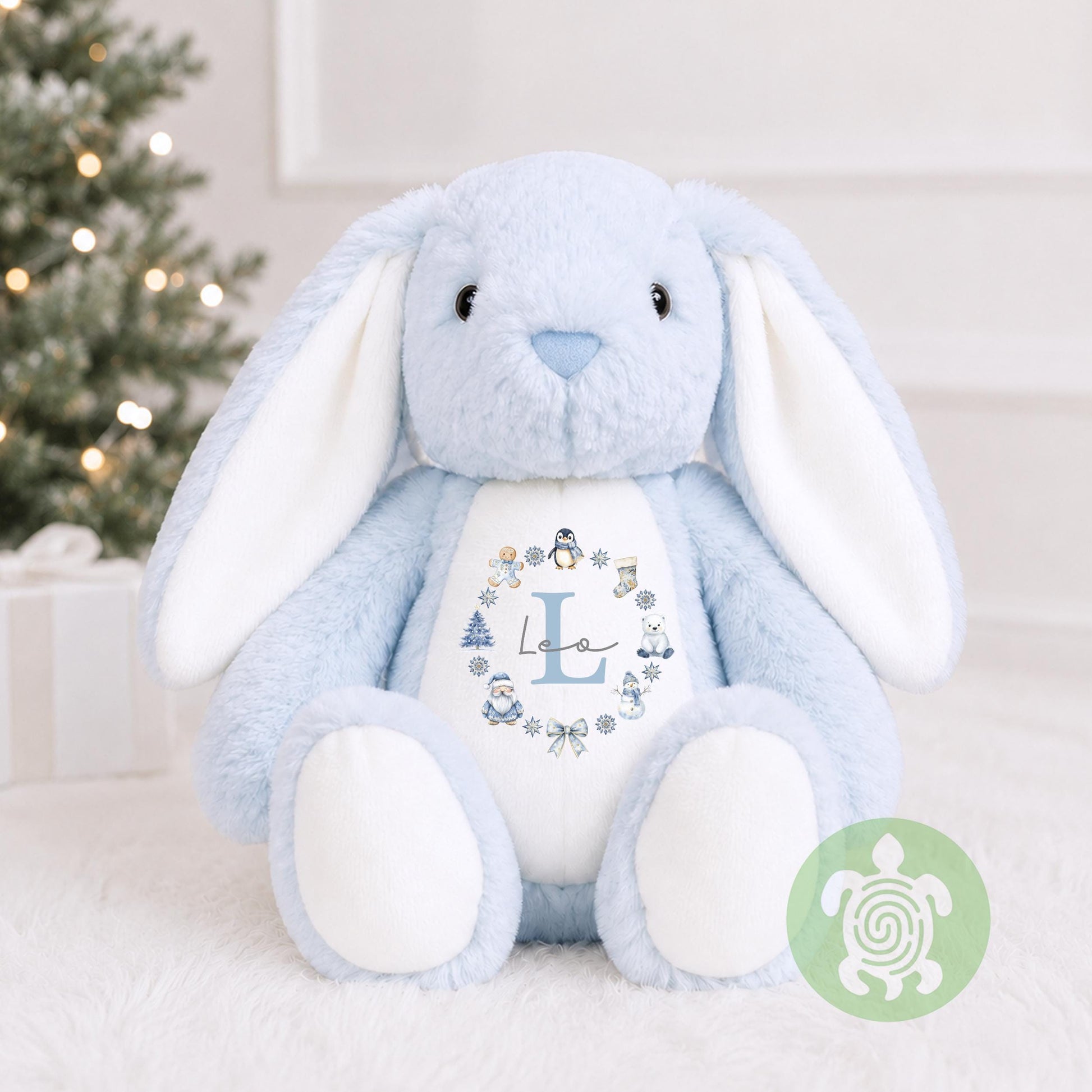 Personalised My First Christmas Blue Wreath, When I wake up it will be Christmas, 1st Christmas Sleepsuit, Babies 1st Xmas, Reindeer Gift
