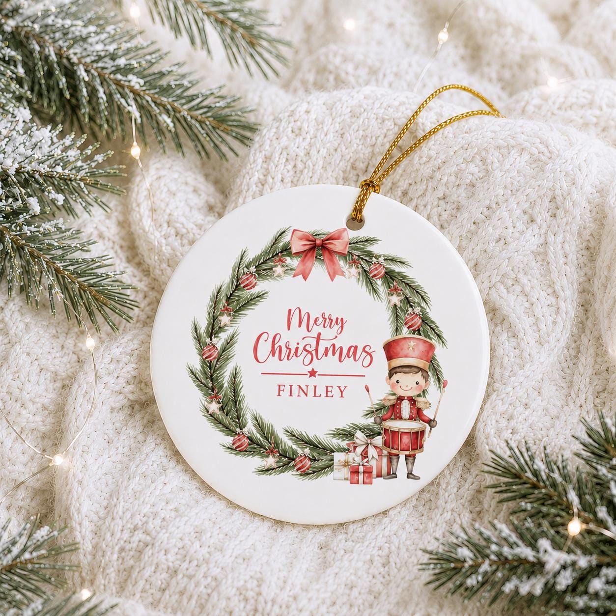 Personalised Little Drummer Boy Merry Christmas Ornament | Ceramic Bauble | Custom Gift | 1st Xmas Tree Decoration | First Keepsake 2025
