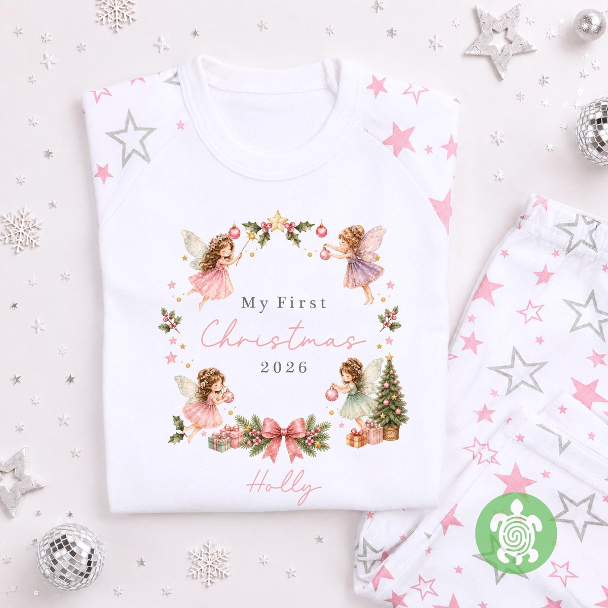 Personalised My First Christmas Pink Fairy, When I wake up it will be Christmas, 1st Christmas Sleepsuit, Babies 1st Xmas, Reindeer Gift