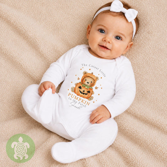 Personalised Cutest Little Pumpkin, Baby Halloween, 1st Halloween Baby vest, Halloween Outfit, Halloween Costume, Baby 1st outfit