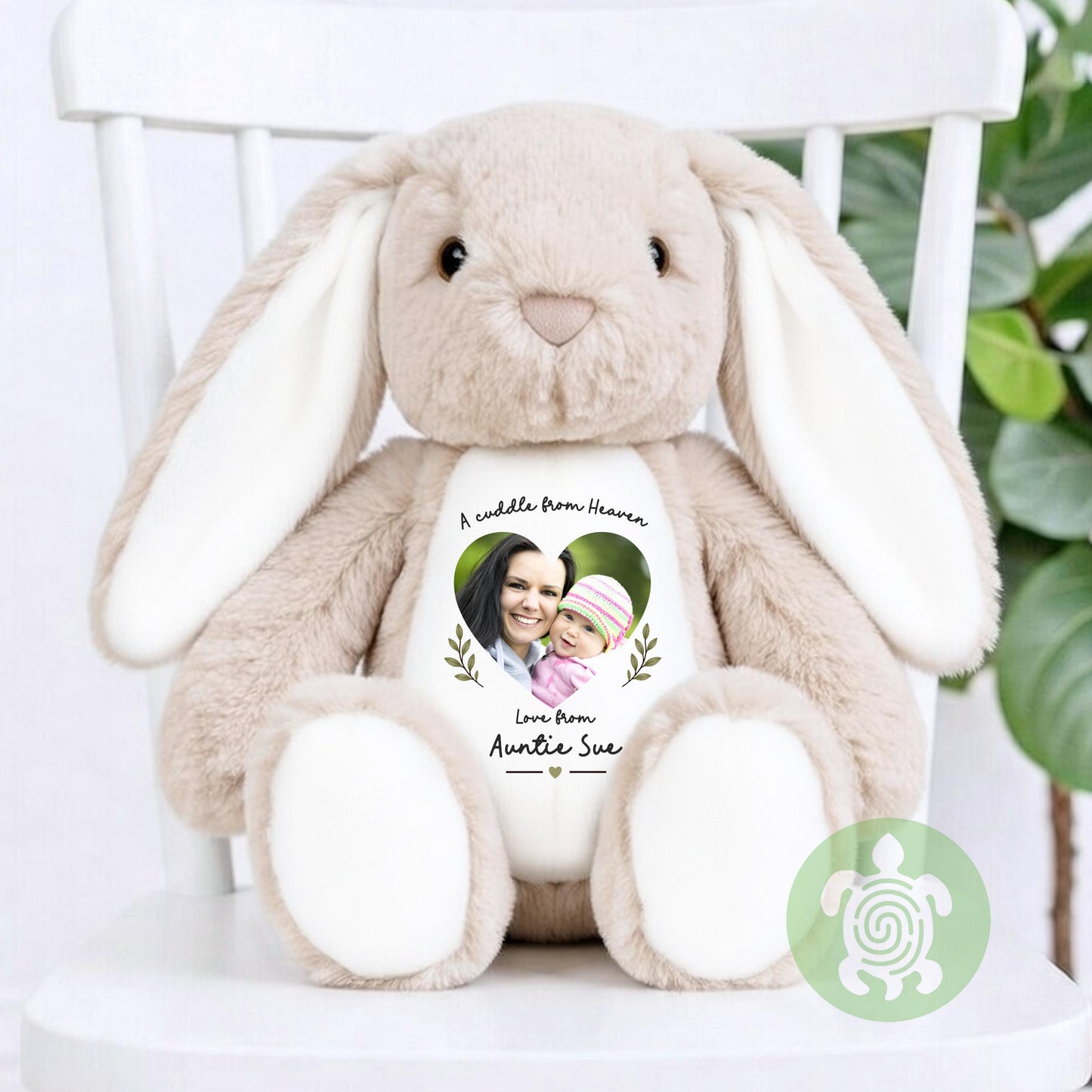 Personalised Teddy A Cuddle from Heaven with Photo, Memory Bunny Photo Keepsake, Remembrance Gift, Customised Photo Soft Toy Keepsake