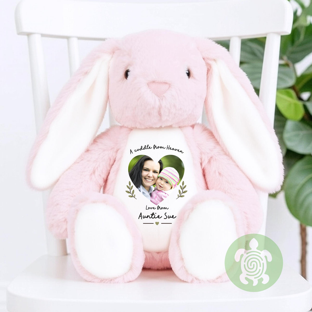 Personalised Teddy A Cuddle from Heaven with Photo, Memory Bunny Photo Keepsake, Remembrance Gift, Customised Photo Soft Toy Keepsake