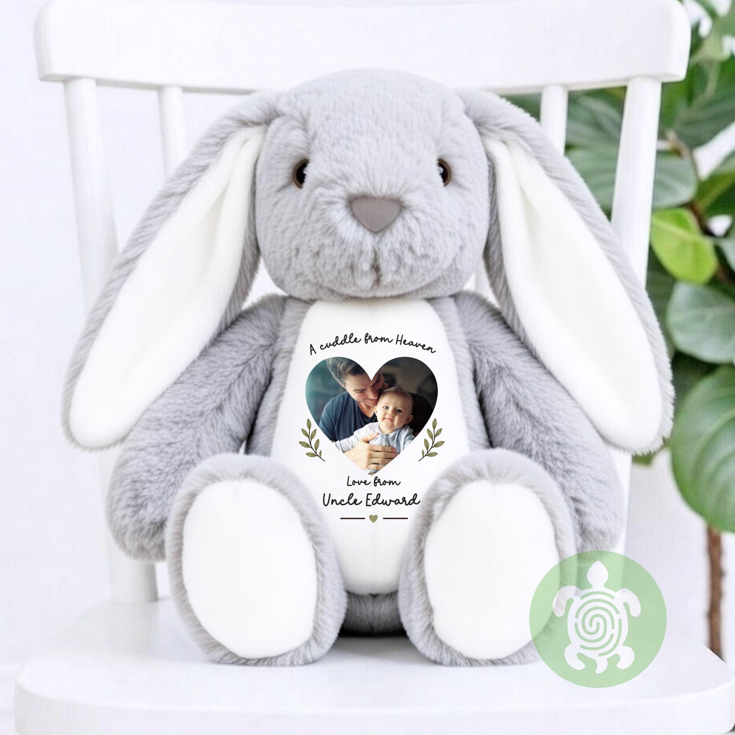 Personalised Teddy A Cuddle from Heaven with Photo, Memory Bunny Photo Keepsake, Remembrance Gift, Customised Photo Soft Toy Keepsake