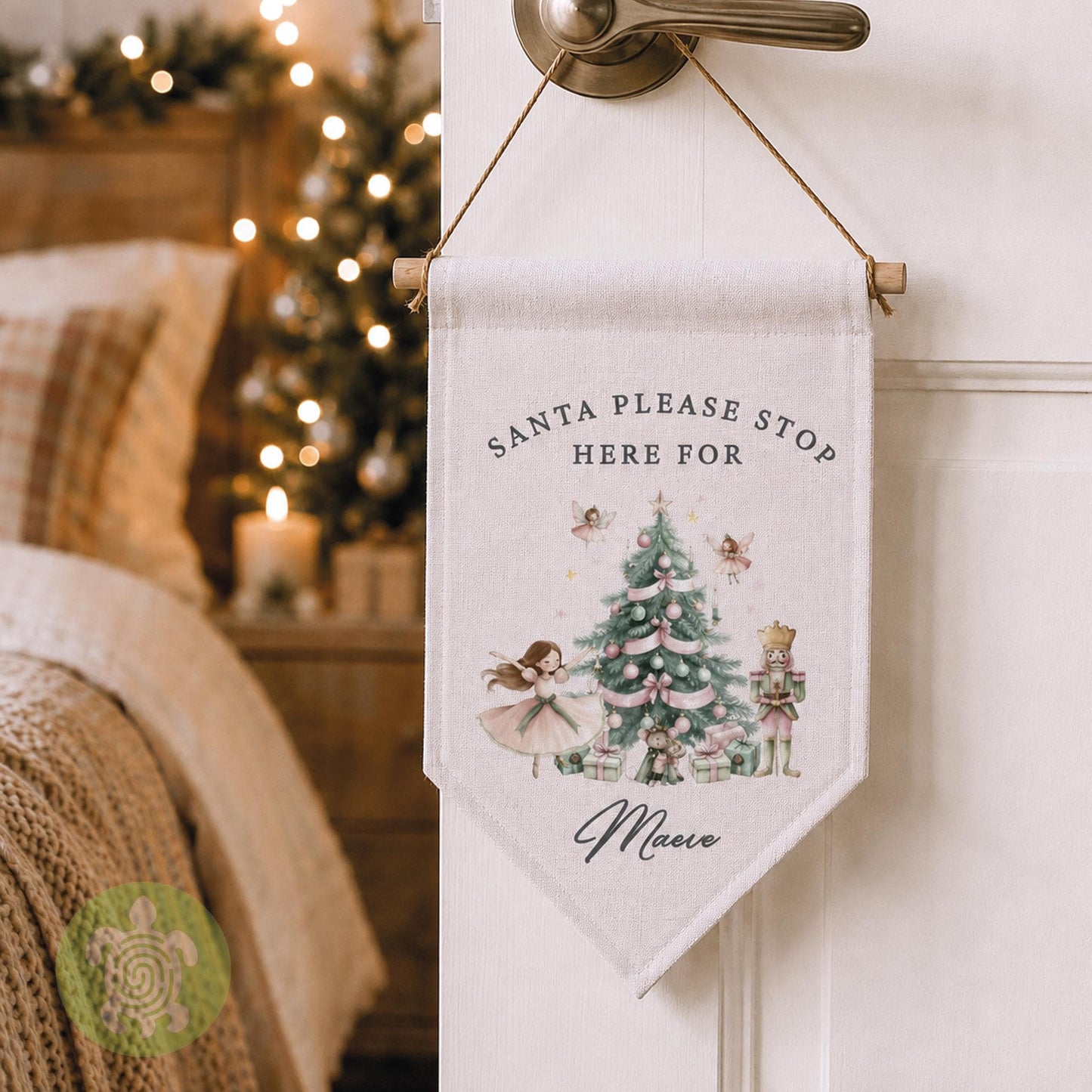 Personalised Children's Pink Nutcracker Festive Flag, Christmas Decorations, Family Christmas Gifts, First Christmas, Personalised Stockings