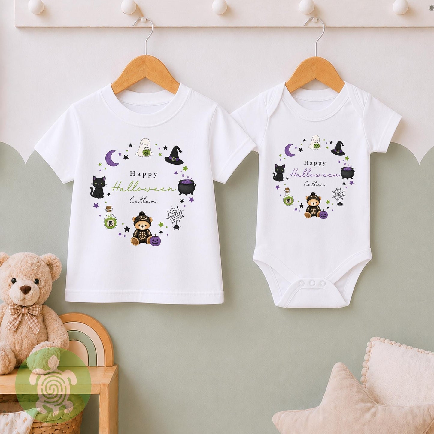 Personalised Happy Halloween Teddy, Baby Halloween, First Halloween Baby vest, Halloween Outfit, Halloween Costume, Baby outfit