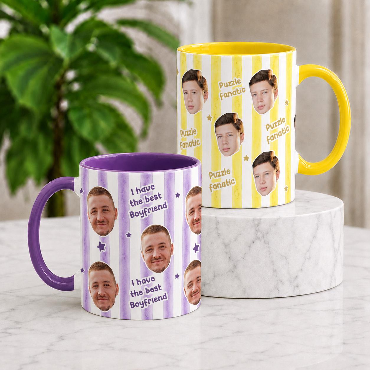 Personalised Novelty Face Mug, Friends Mug, Couple Coffee, Birthday Mugs, Gift for Girlfriend, Gifts with Photo, Christmas Gift