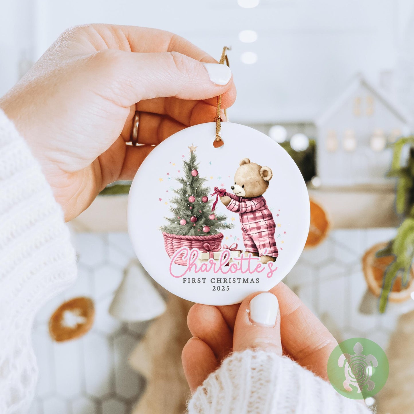Baby's First Christmas Decoration | Keepsake Christmas Bauble Gift Ceramic Ornament | Personalised Baby's 1st Christmas Red Teddy Decoration