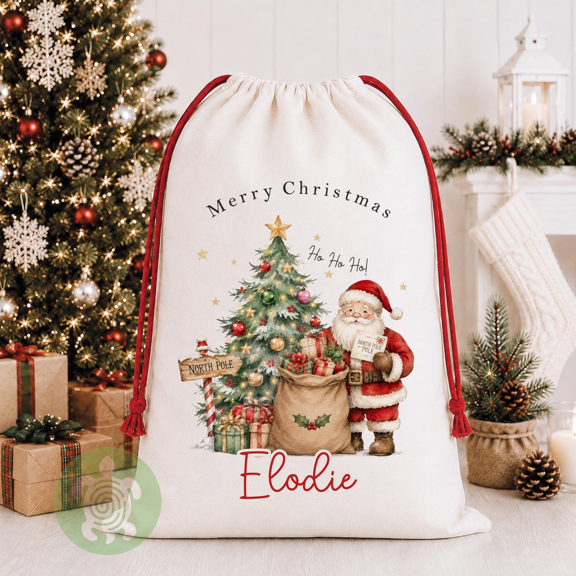 Personalised Christmas Santa North Pole Sack, Luxury Linen Polyester Sack, Christmas Eve Box, 1st Christmas sack, Toy Gift bag