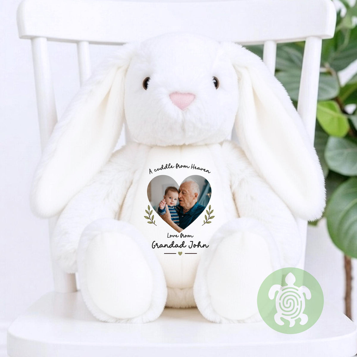 Personalised Teddy A Cuddle from Heaven with Photo, Memory Bunny Photo Keepsake, Remembrance Gift, Customised Photo Soft Toy Keepsake